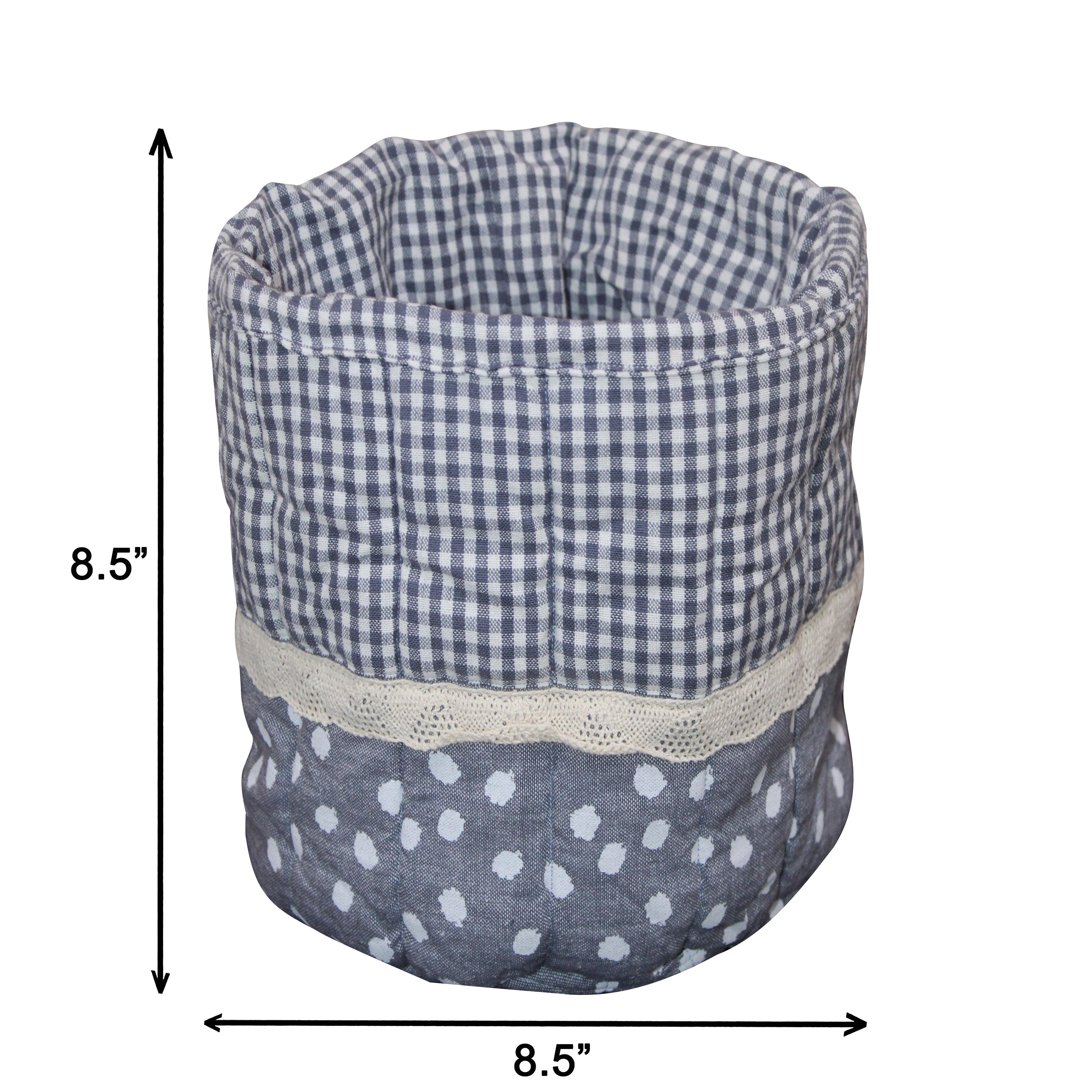 Cotton Blue Micro Check With Dot Fruit Basket