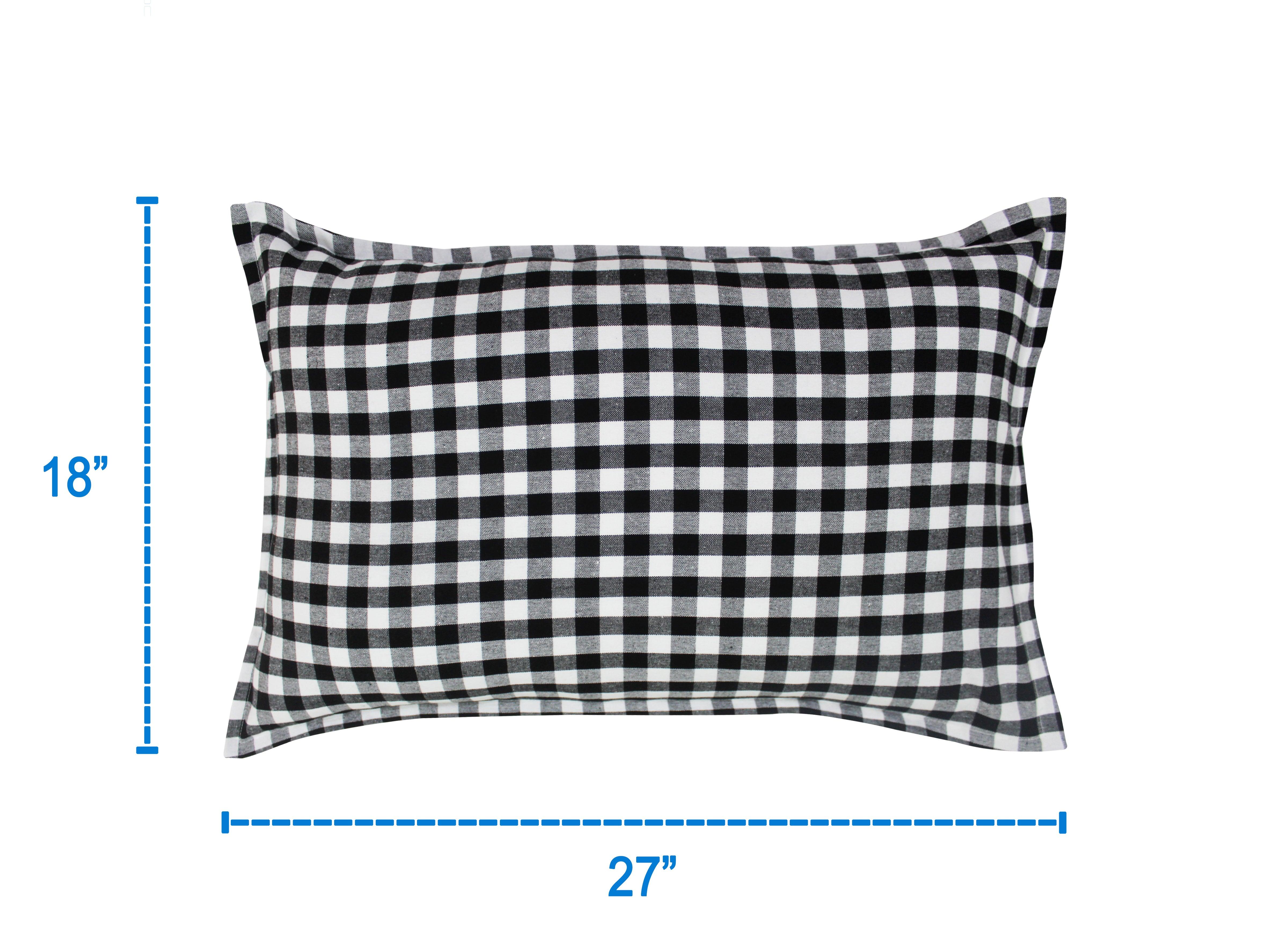 Cotton Gingham Check Black Pillow Covers Pack Of 2