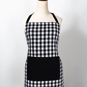 Cotton Gingham Check Black Free Size Apron Pack of 1 freeshipping - Airwill