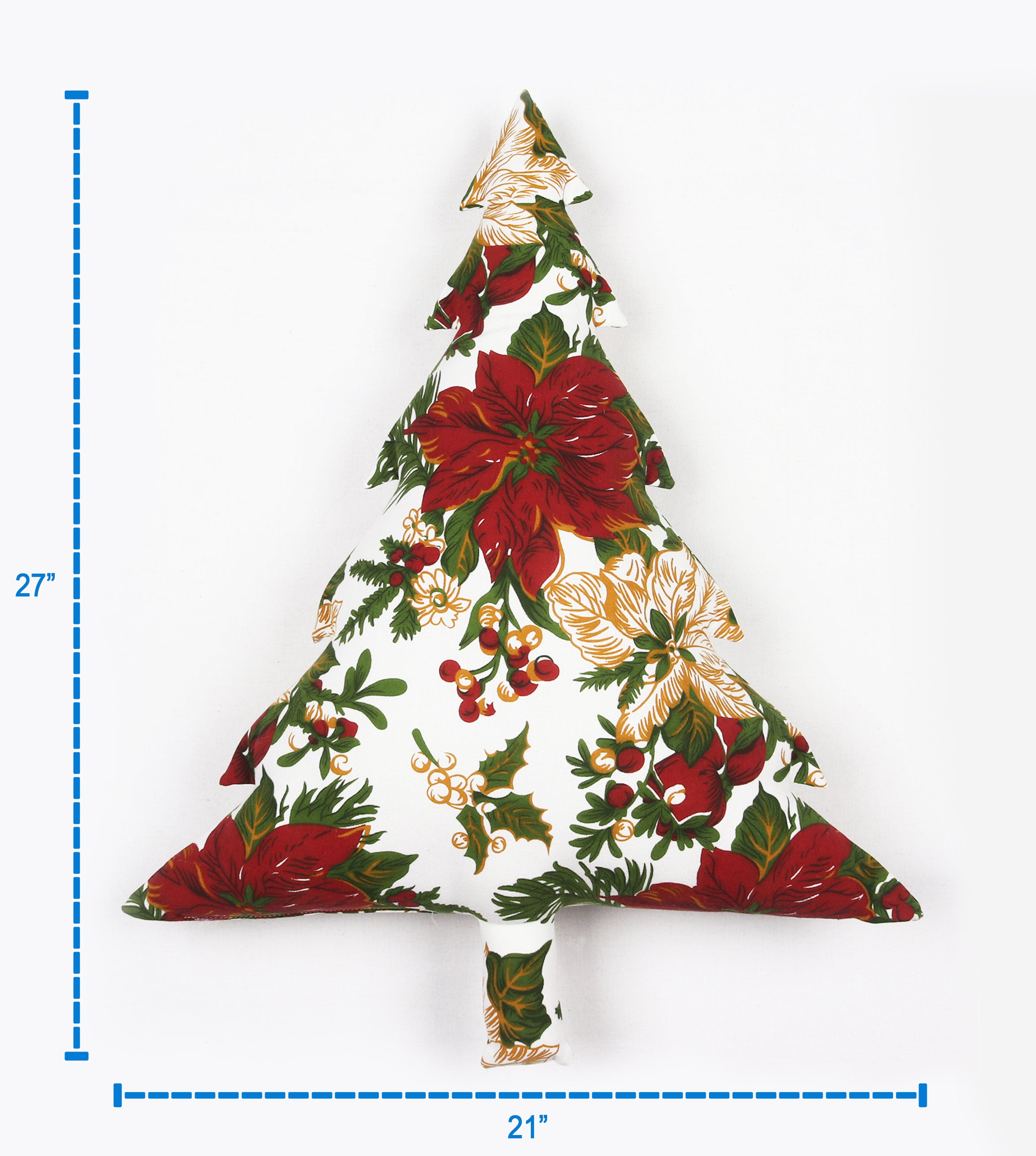 Cotton Christmas Floral Designed, Bell / Candy / Star / Tree Shaped Cushion with Recron Filled