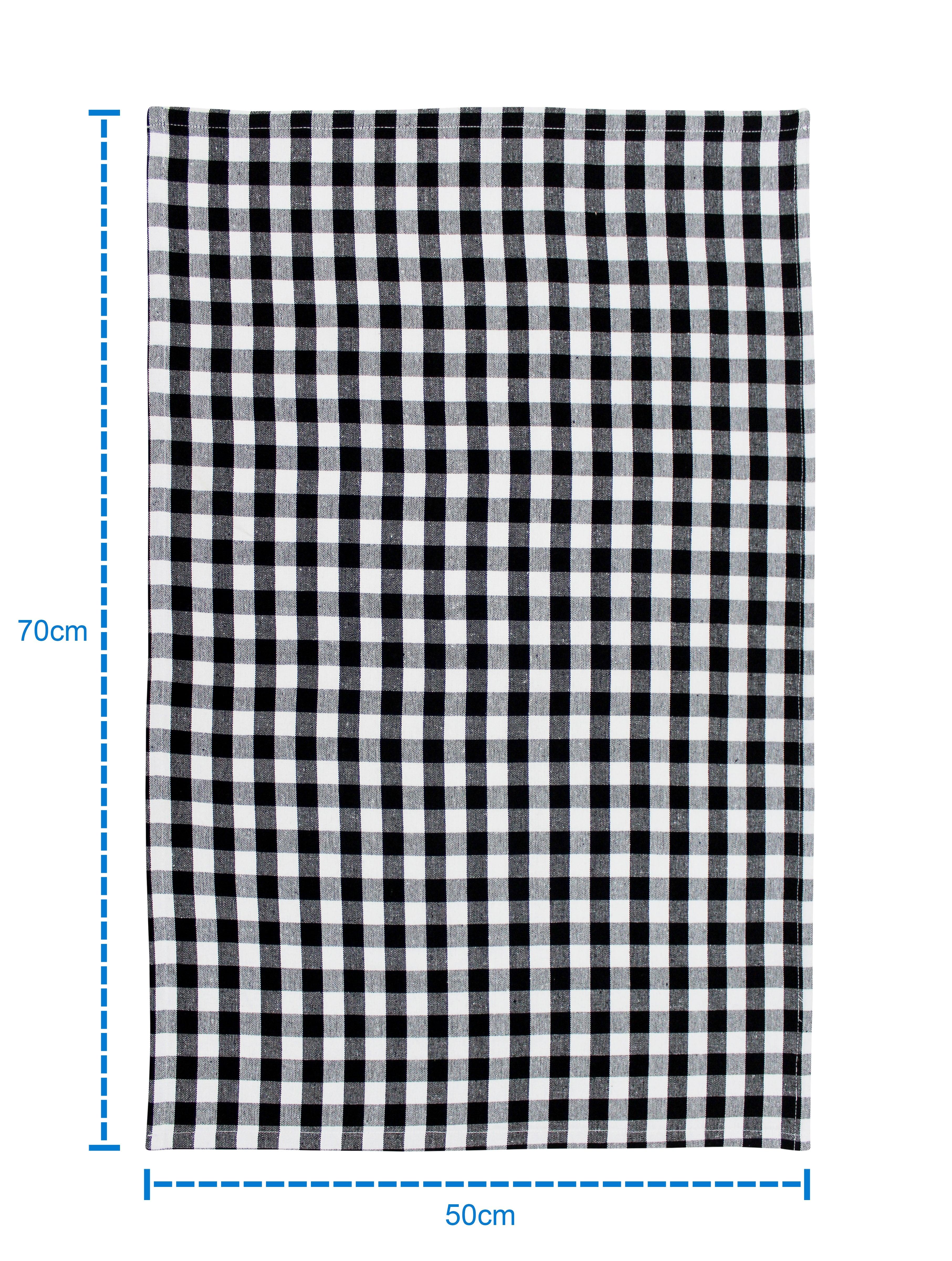 Cotton Gingham Check Black Kitchen Towels Pack Of 4
