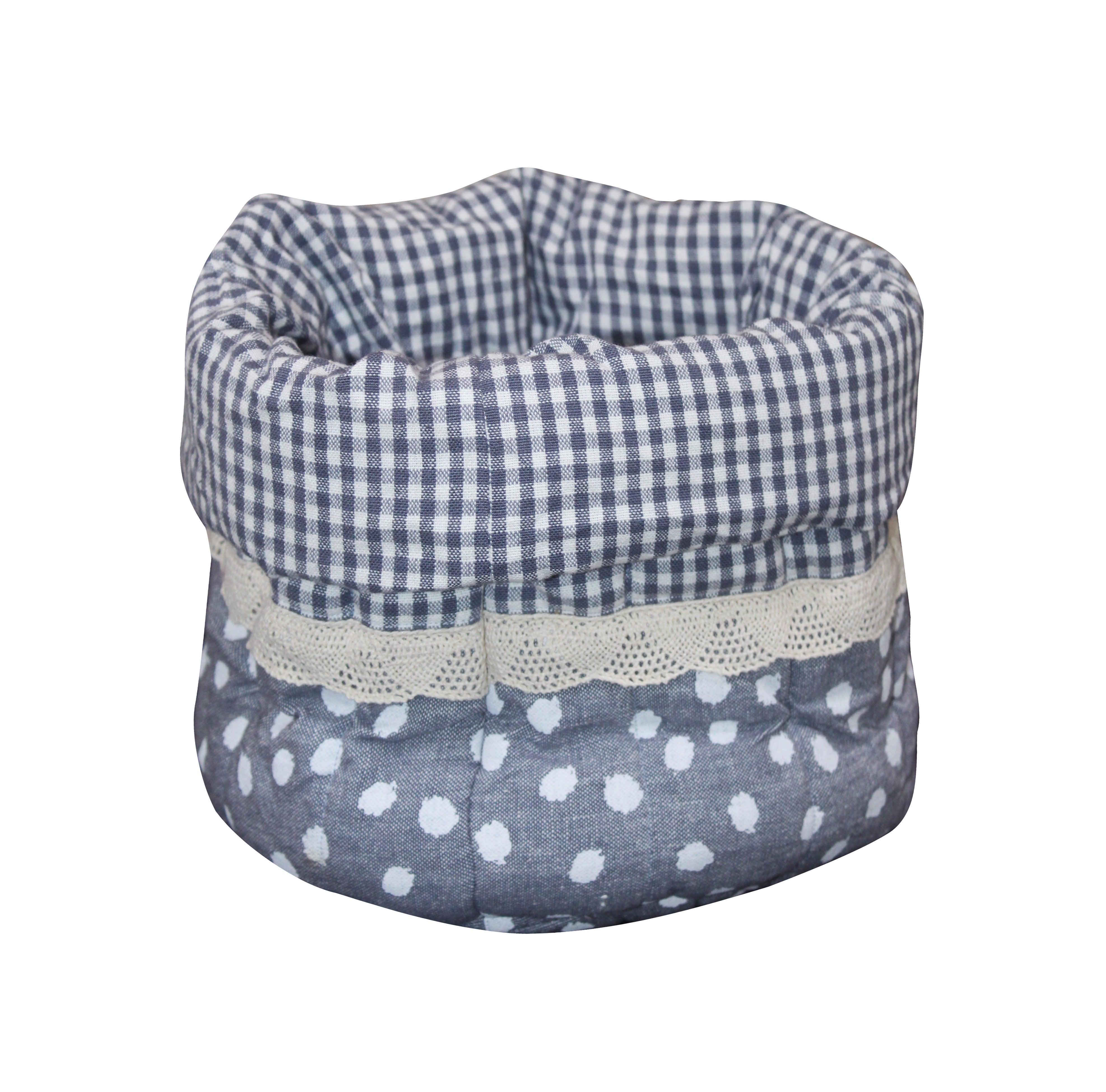 Cotton Blue Micro Check With Dot Fruit Basket