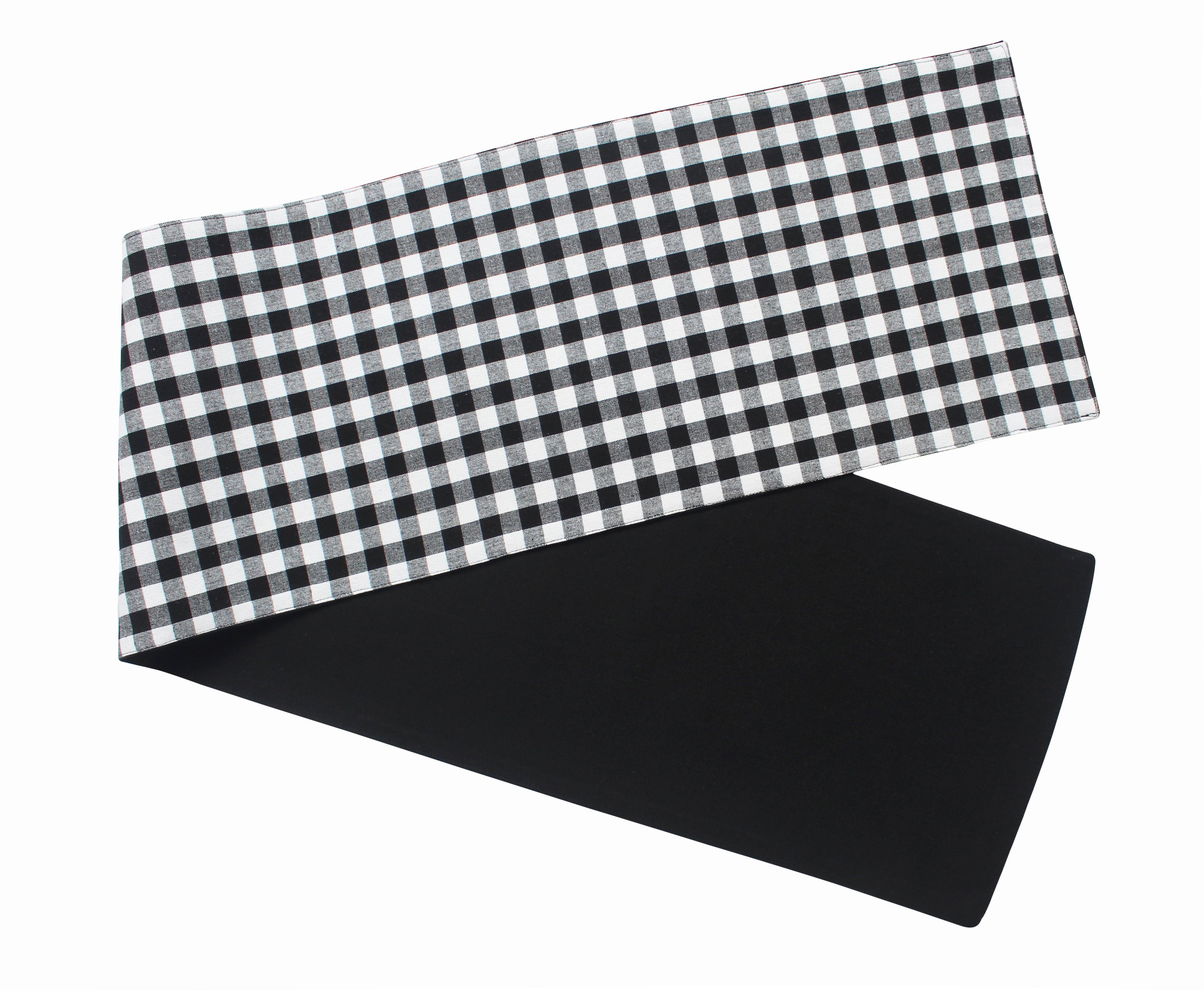 Cotton Gingham Check Black Table Runner