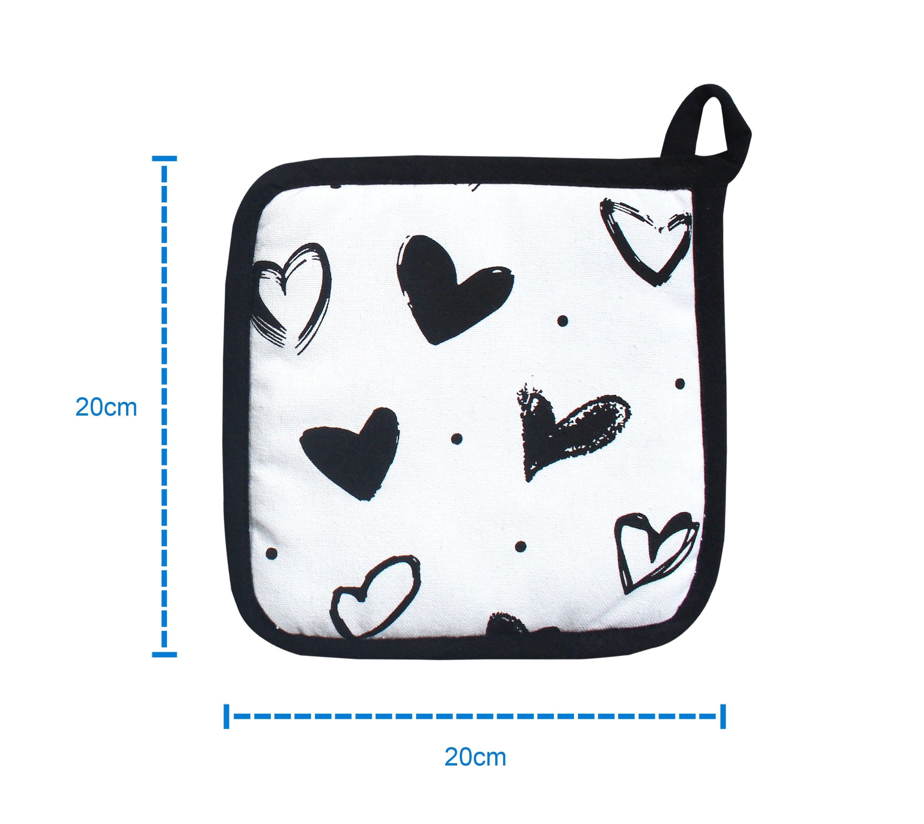 Cotton White Heart Pot Holders Pack Of 3