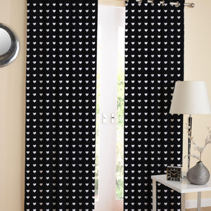 Cotton Black Heart Long 9ft Door Curtains Pack Of 2 freeshipping - Airwill