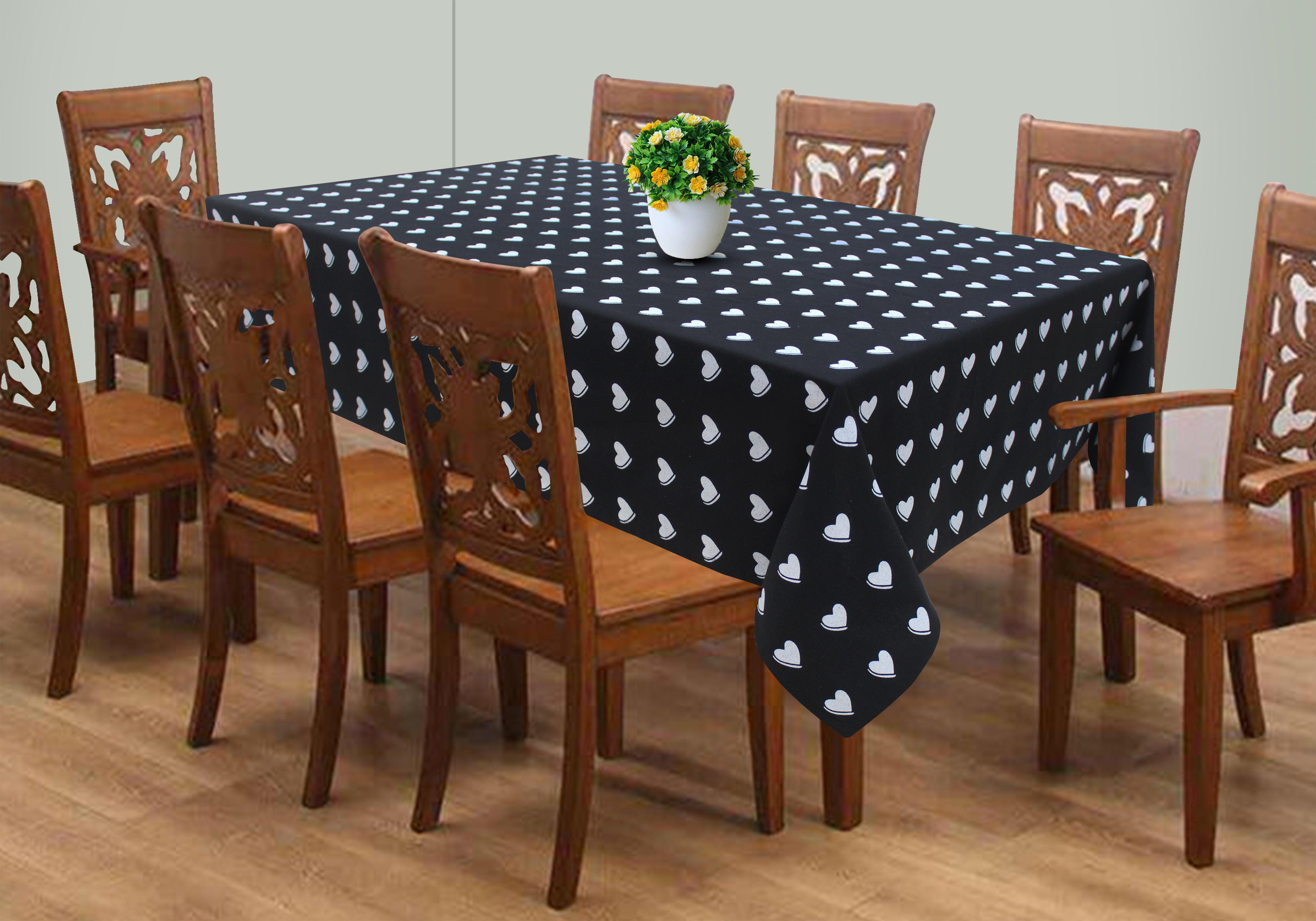 Cotton Black Heart 8 Seater Table Cloths