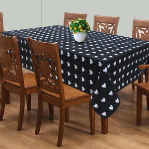 Cotton Black Heart 8 Seater Table Cloths Pack Of 1 freeshipping - Airwill