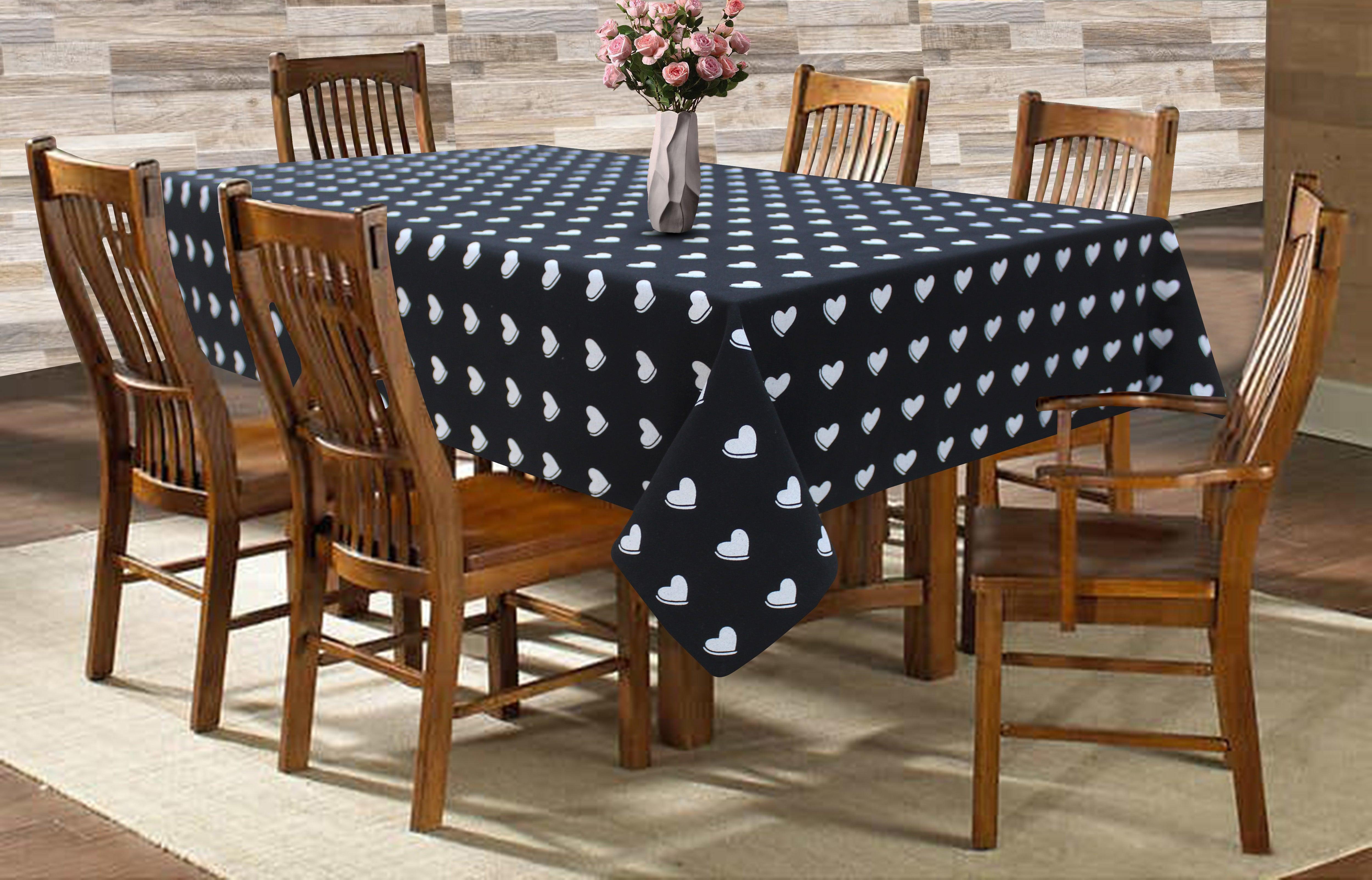 Cotton Black Heart 6 Seater Table Cloths