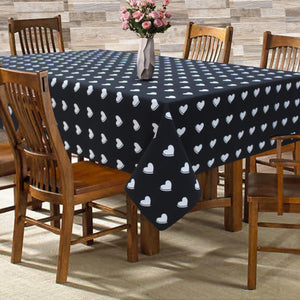 Cotton Black Heart 6 Seater Table Cloths Pack Of 1 freeshipping - Airwill
