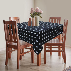 Cotton Black Heart 4 Seater Table Cloths Pack Of 1 freeshipping - Airwill