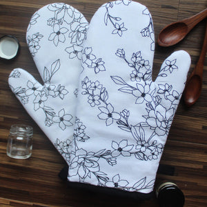 Cotton Pencil Flower Oven Gloves Pack Of 2 freeshipping - Airwill