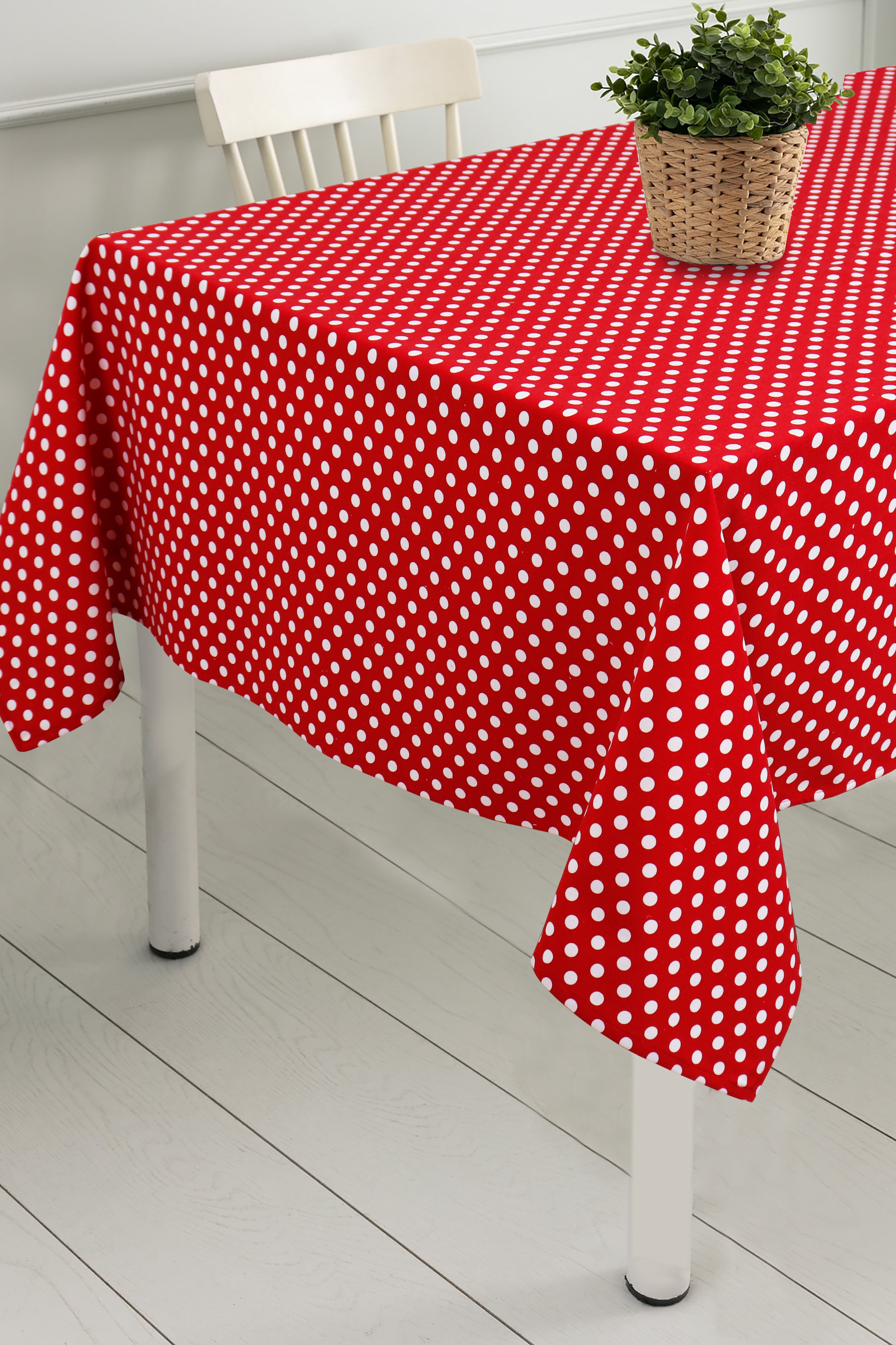 Cotton Red Polka Dot 8 Seater Table Cloths