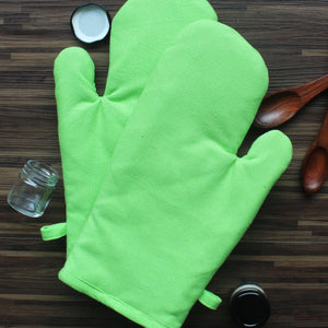 Cotton Solid Apple Green Oven Gloves Pack Of 2 freeshipping - Airwill