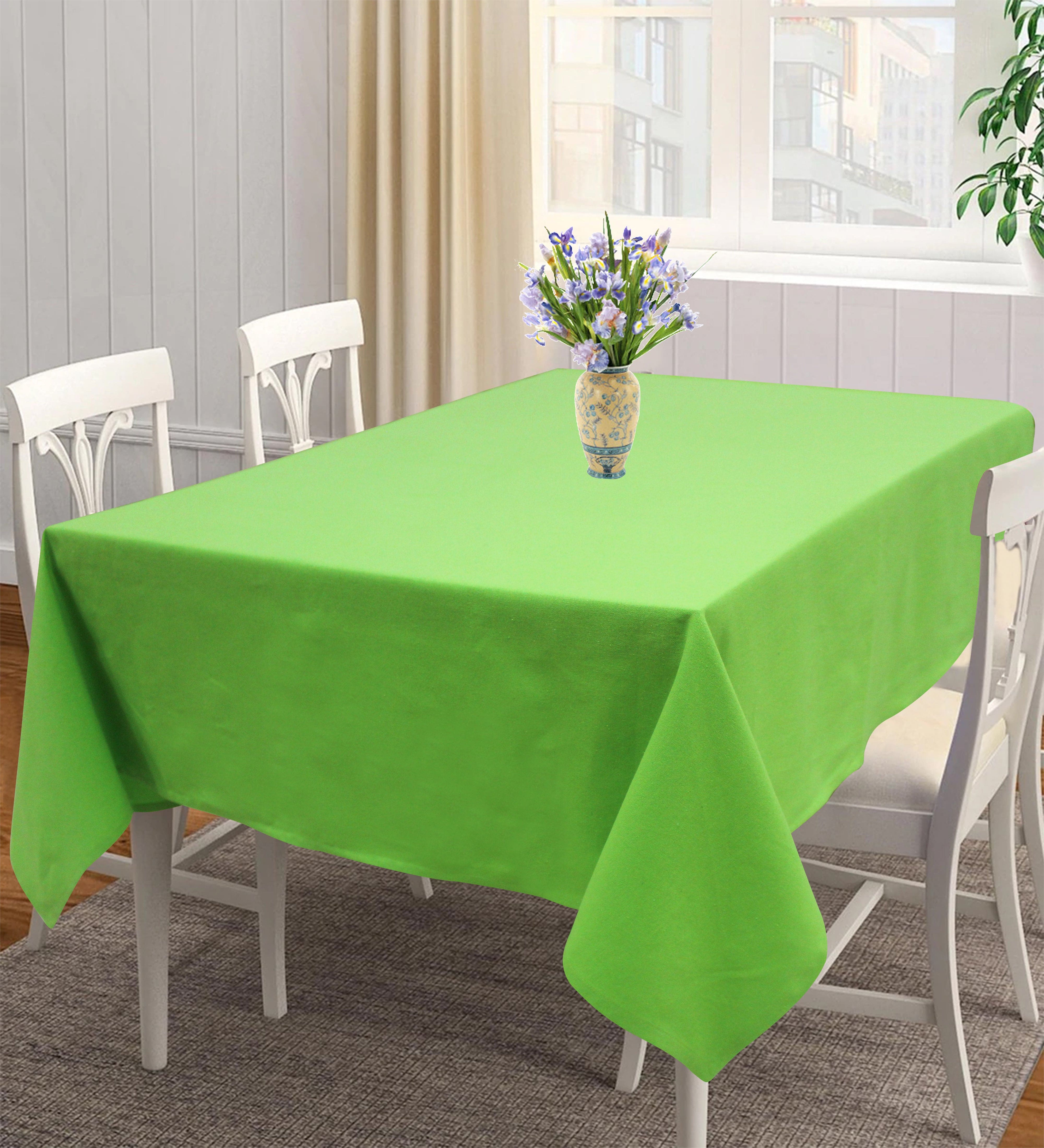 Cotton Solid Apple Green 6 Seater Table Cloths