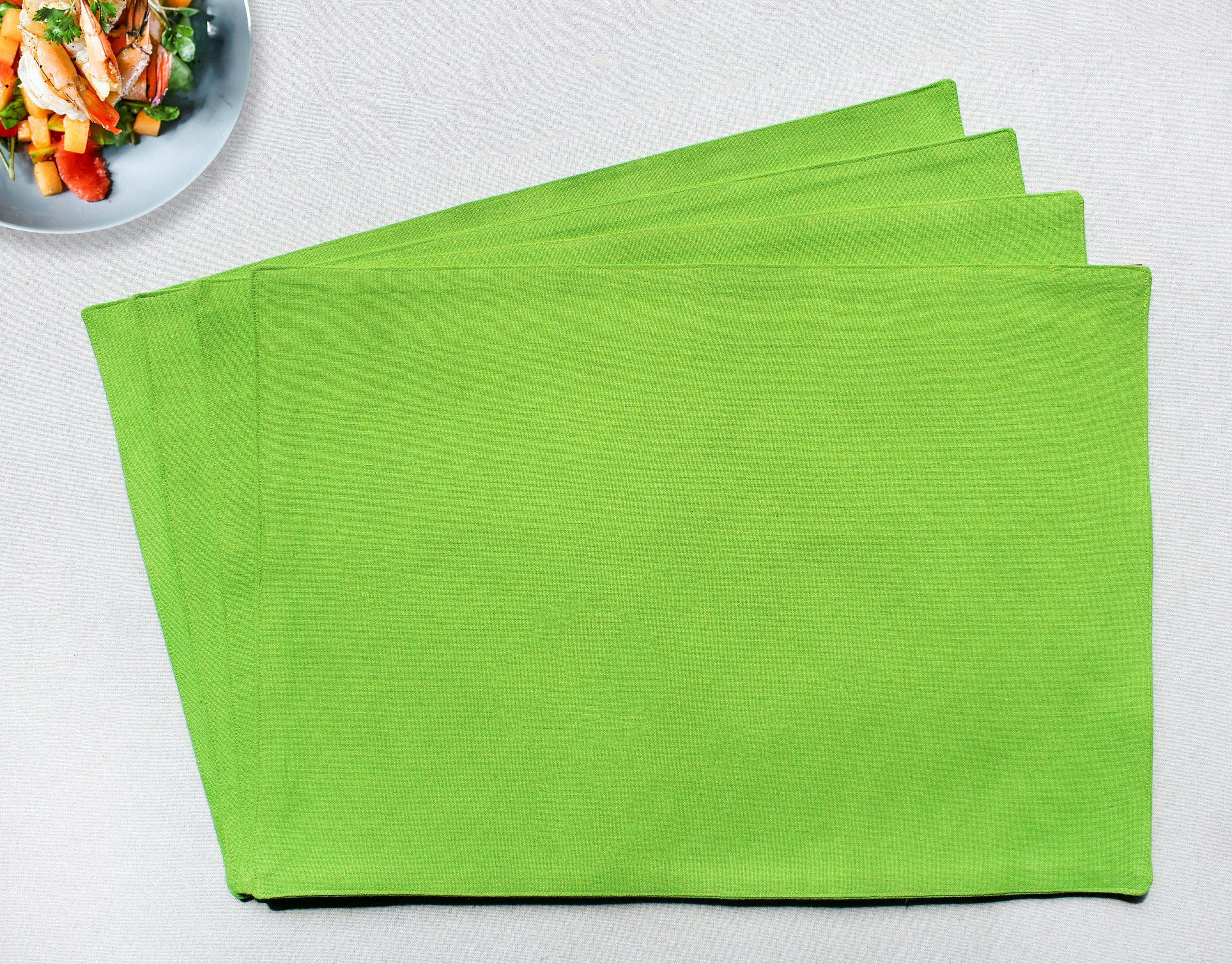 Cotton Solid Apple Green Table Placemats Pack of 4