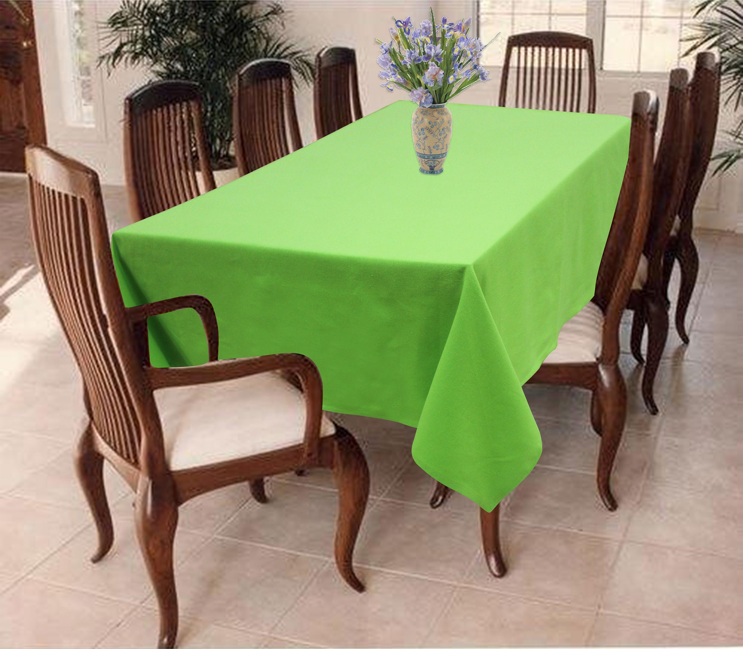 Cotton Solid Apple Green 4 Seater Table Cloths