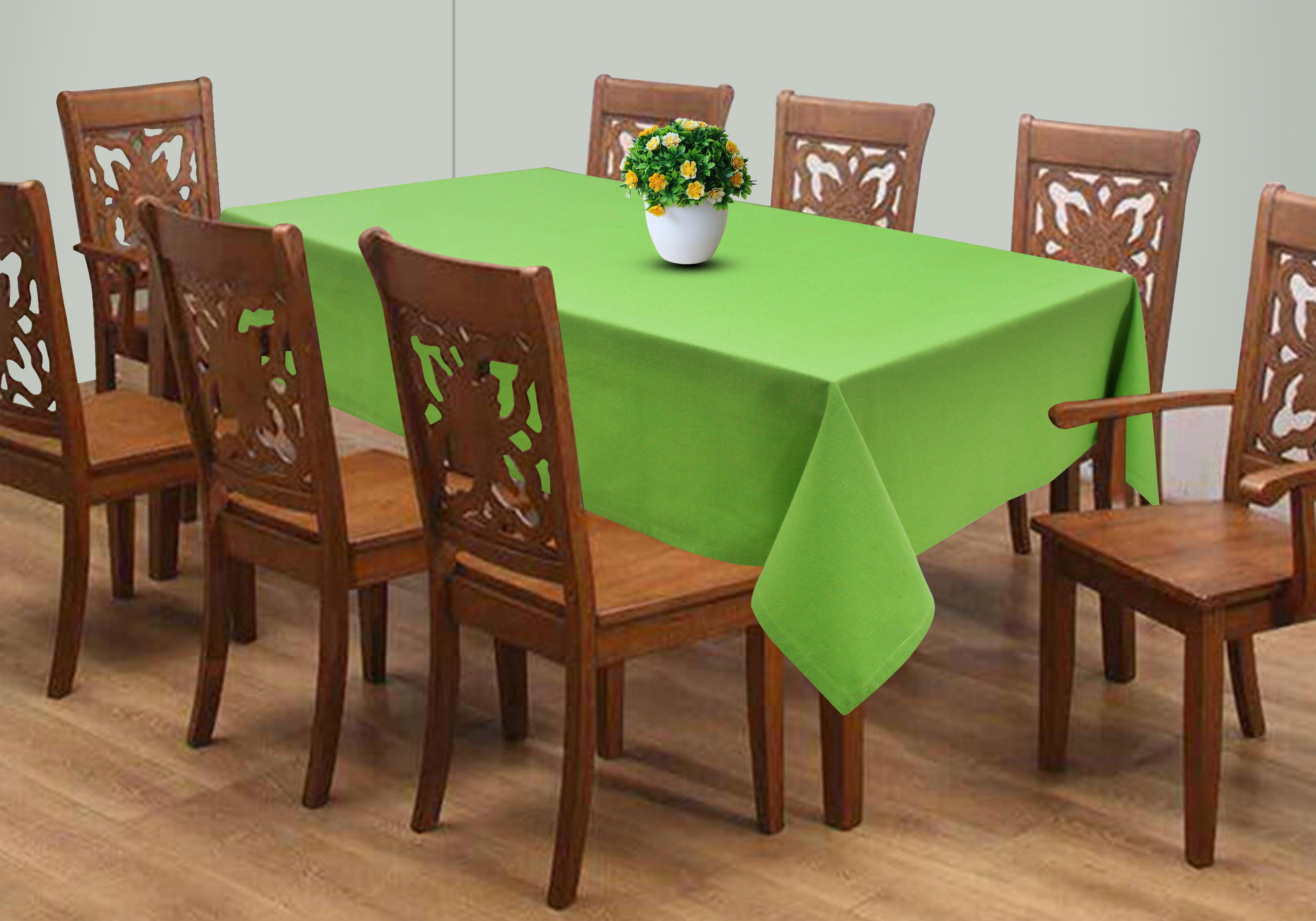 Cotton Solid Apple Green 8 Seater Table Cloths