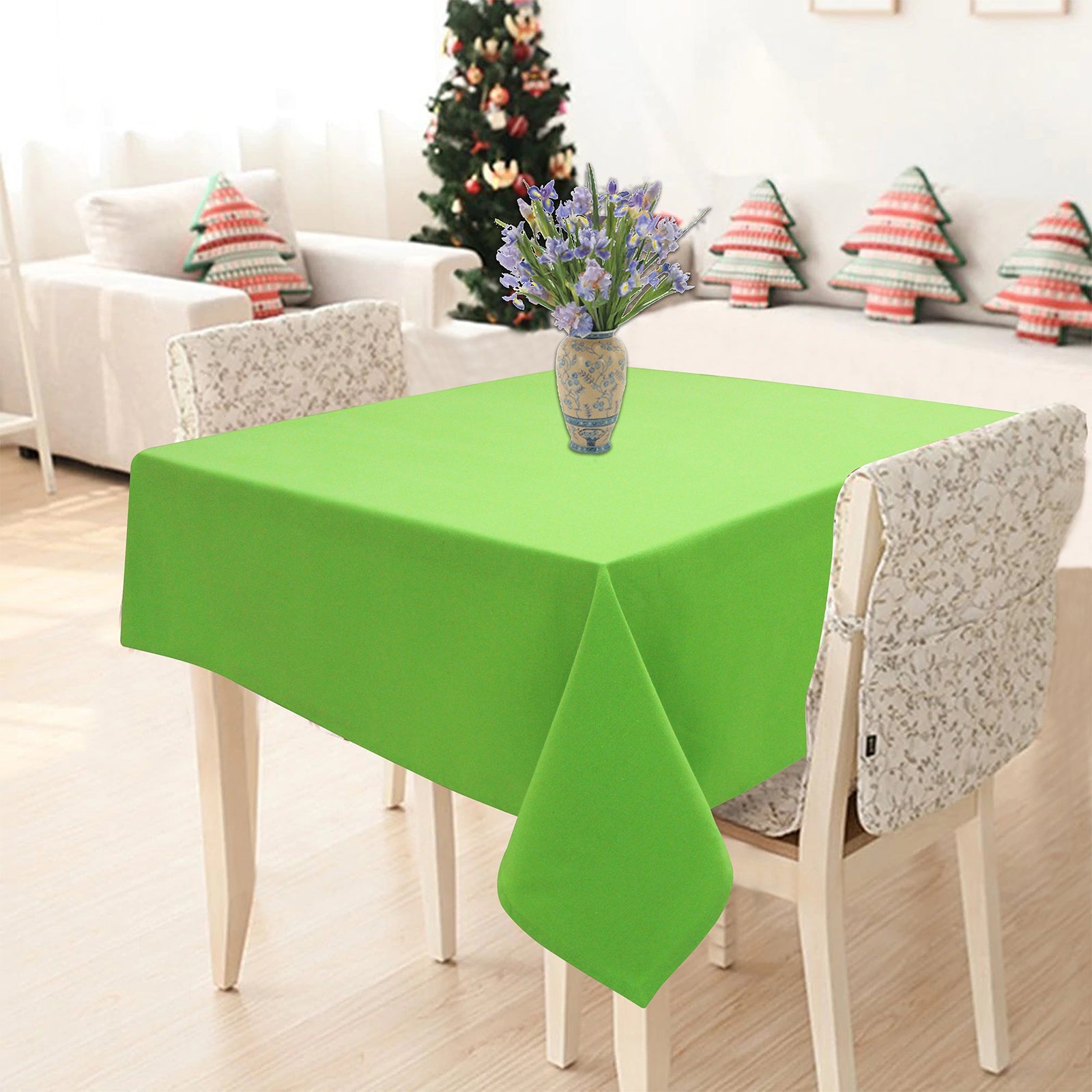 Cotton Solid Apple Green 8 Seater Table Cloths