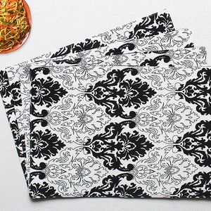 Cotton Black and White Damask Table Placemats Pack Of 4 freeshipping - Airwill