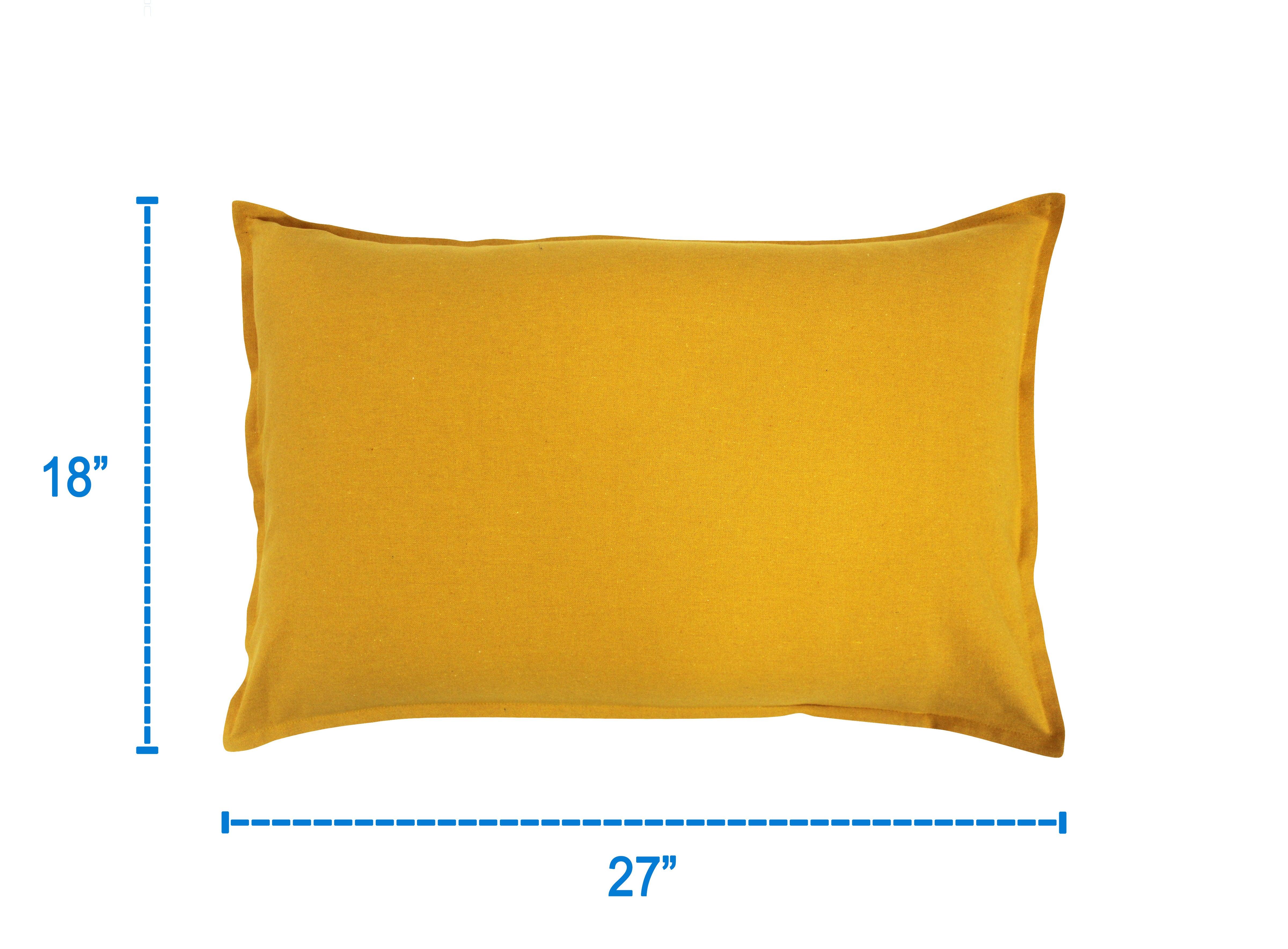 Cotton Solid Yellow Pillow Covers Pack Of 2