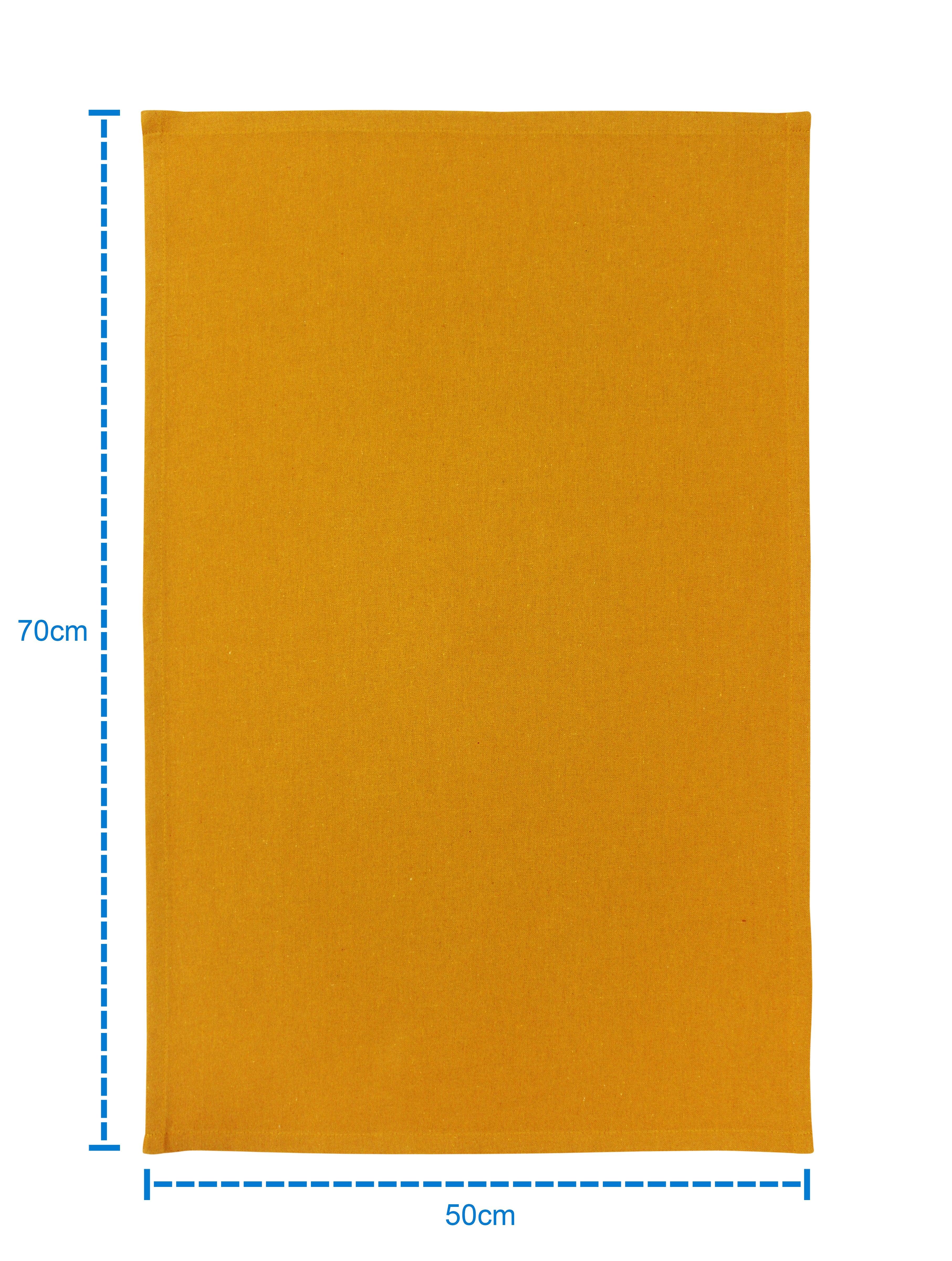 Cotton Solid Yellow Kitchen Towels Pack Of 4