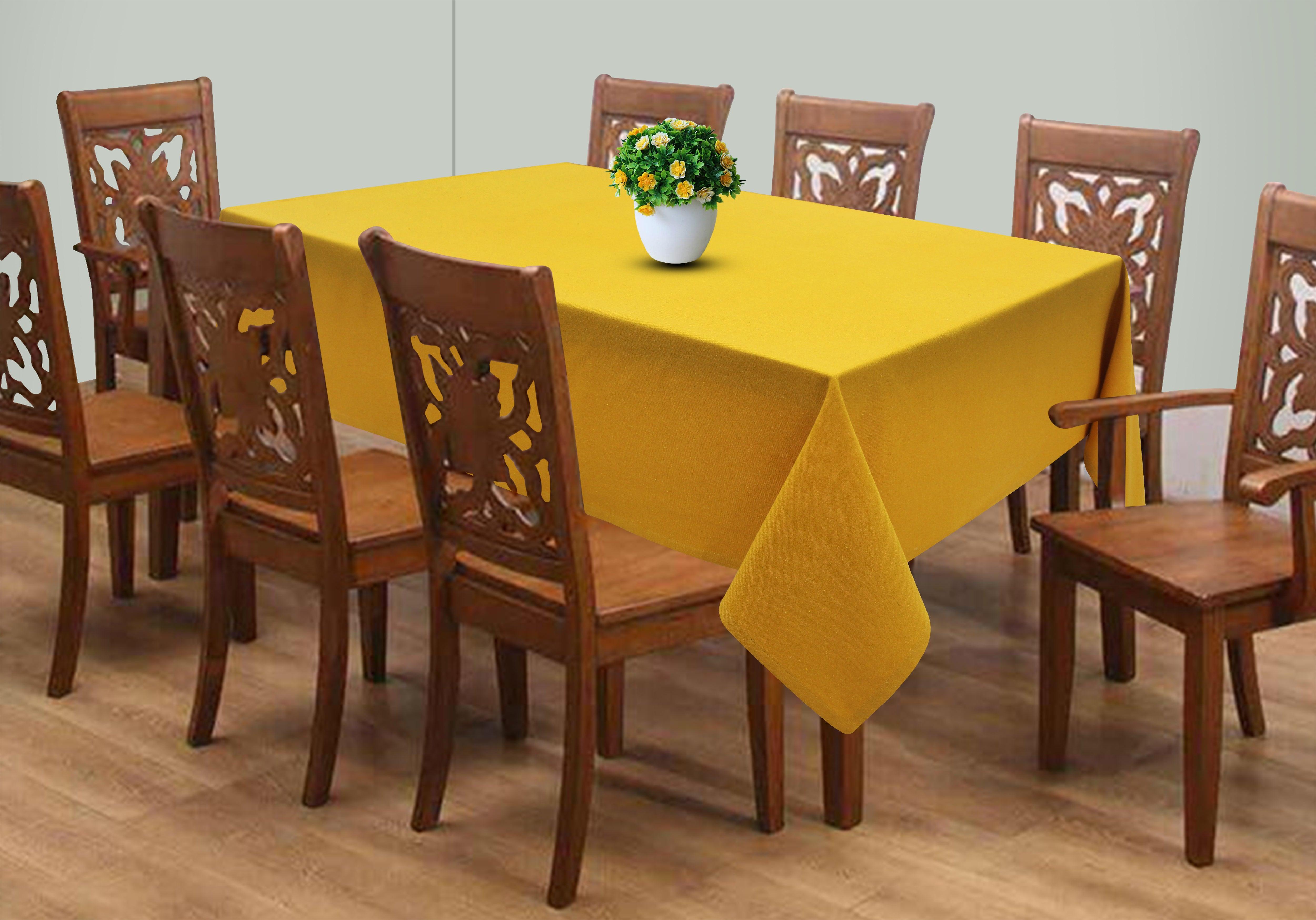 Cotton Solid Yellow 8 Seater Table Cloths
