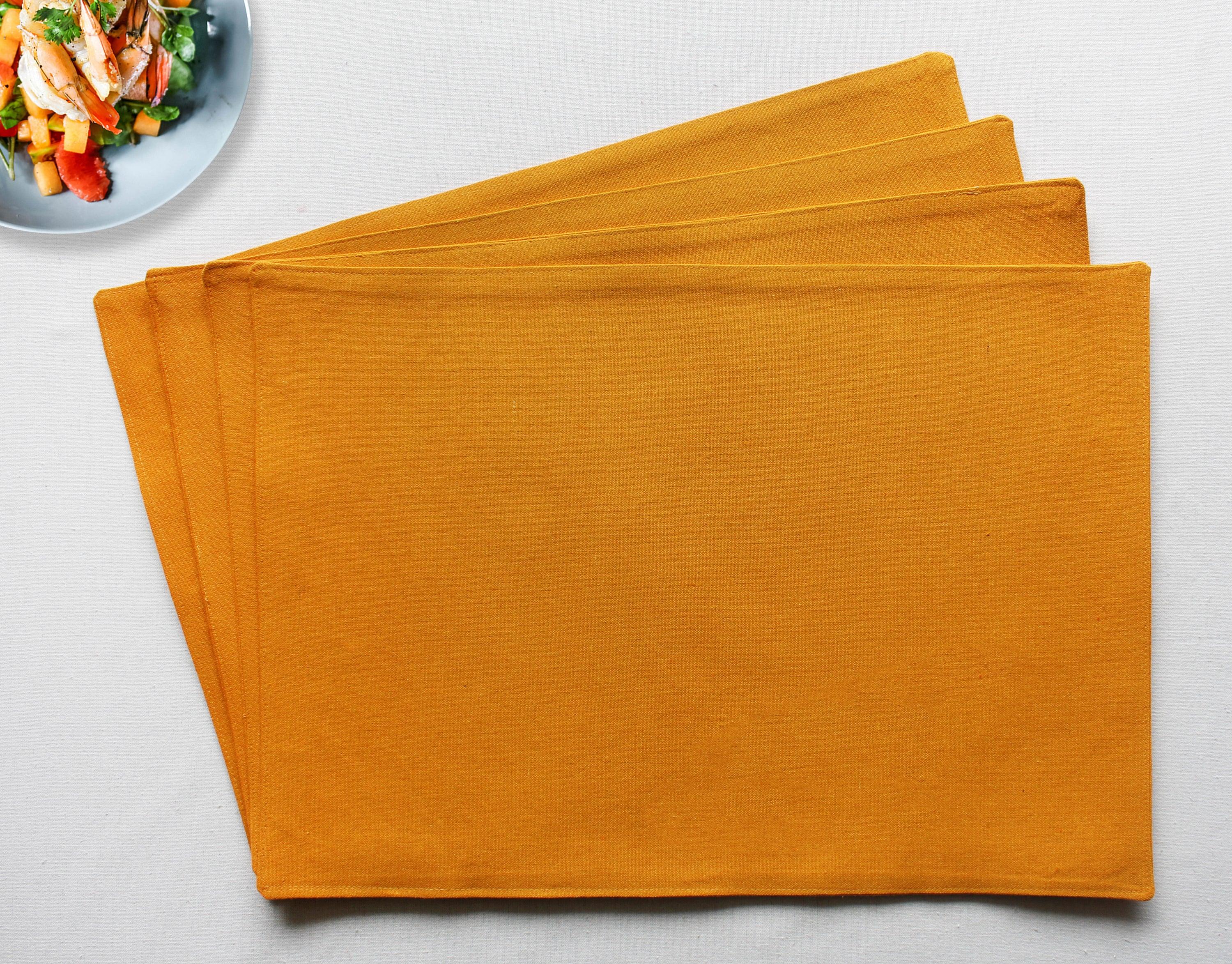 Cotton Solid Yellow Table Placemats Pack of 4