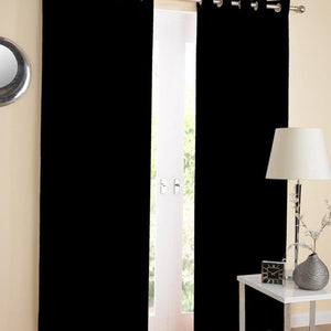 Cotton Solid Black 7ft Door Curtains Pack Of 2 freeshipping - Airwill