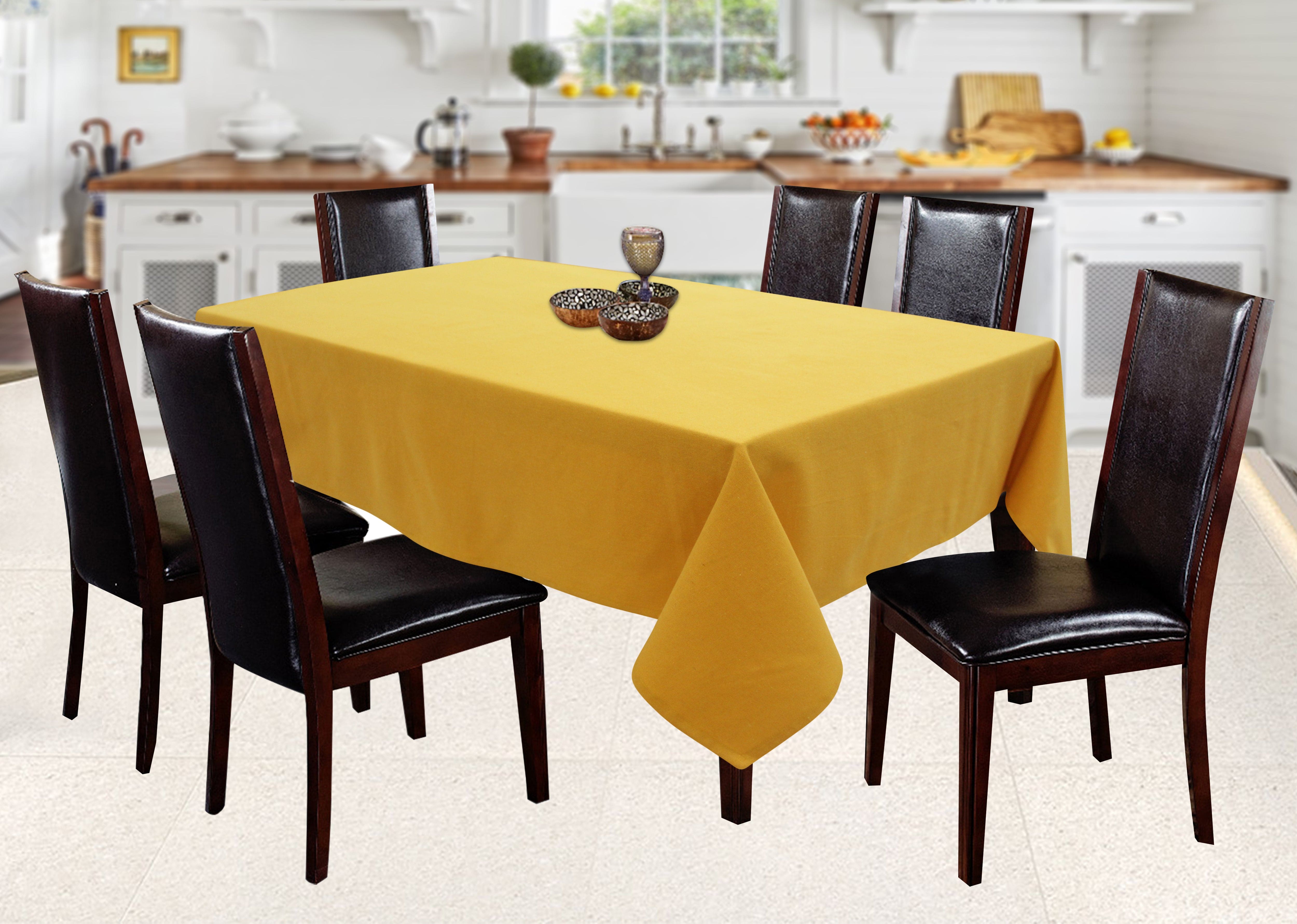 Cotton Solid Yellow 4 Seater Table Cloths