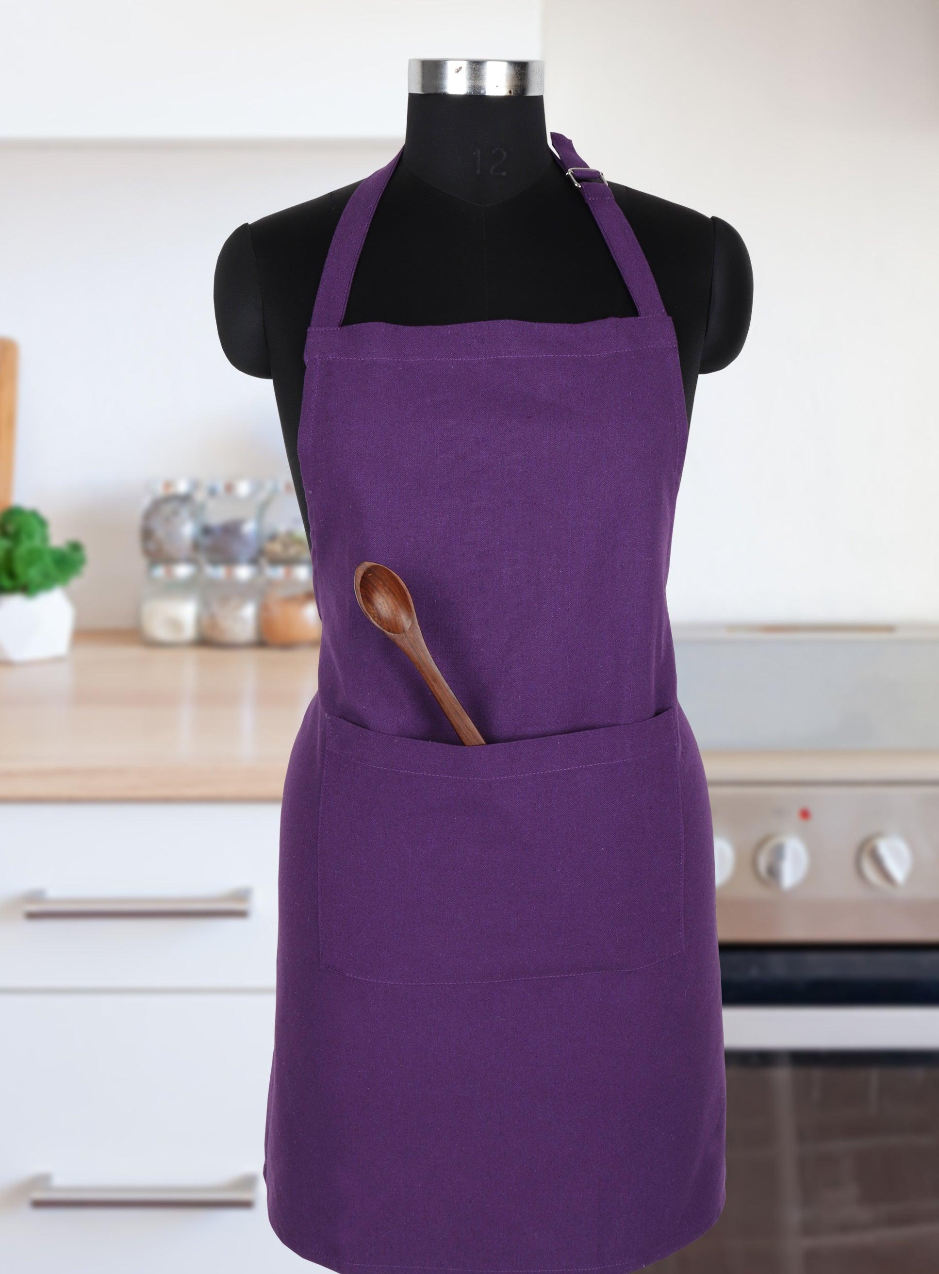 Cotton Solid Violet Free Size Apron