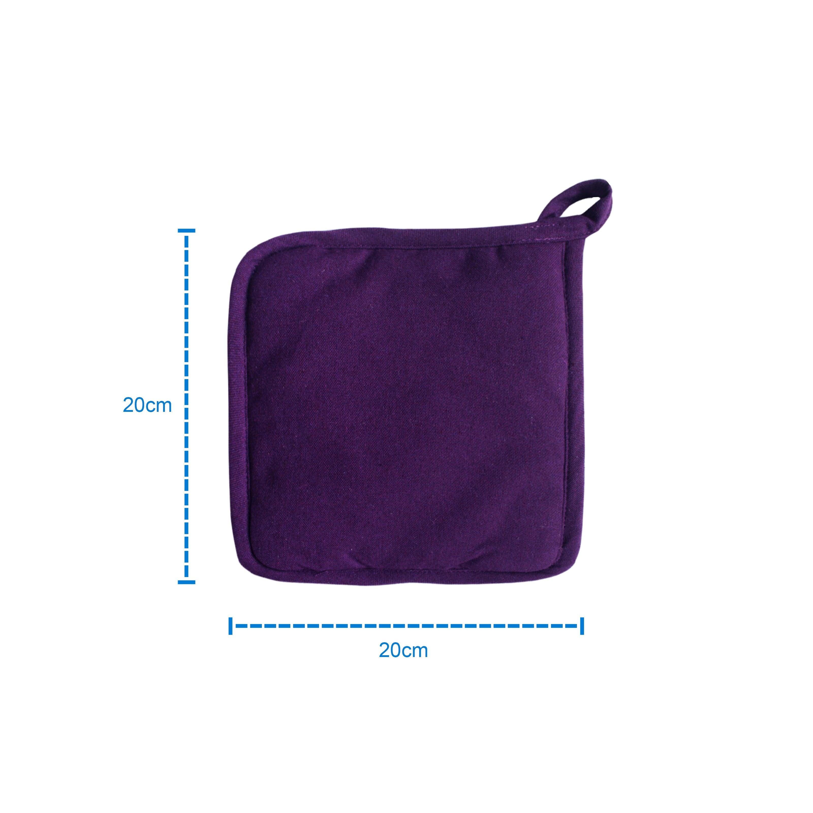 Cotton Solid Violet Pot Holders Pack Of 3
