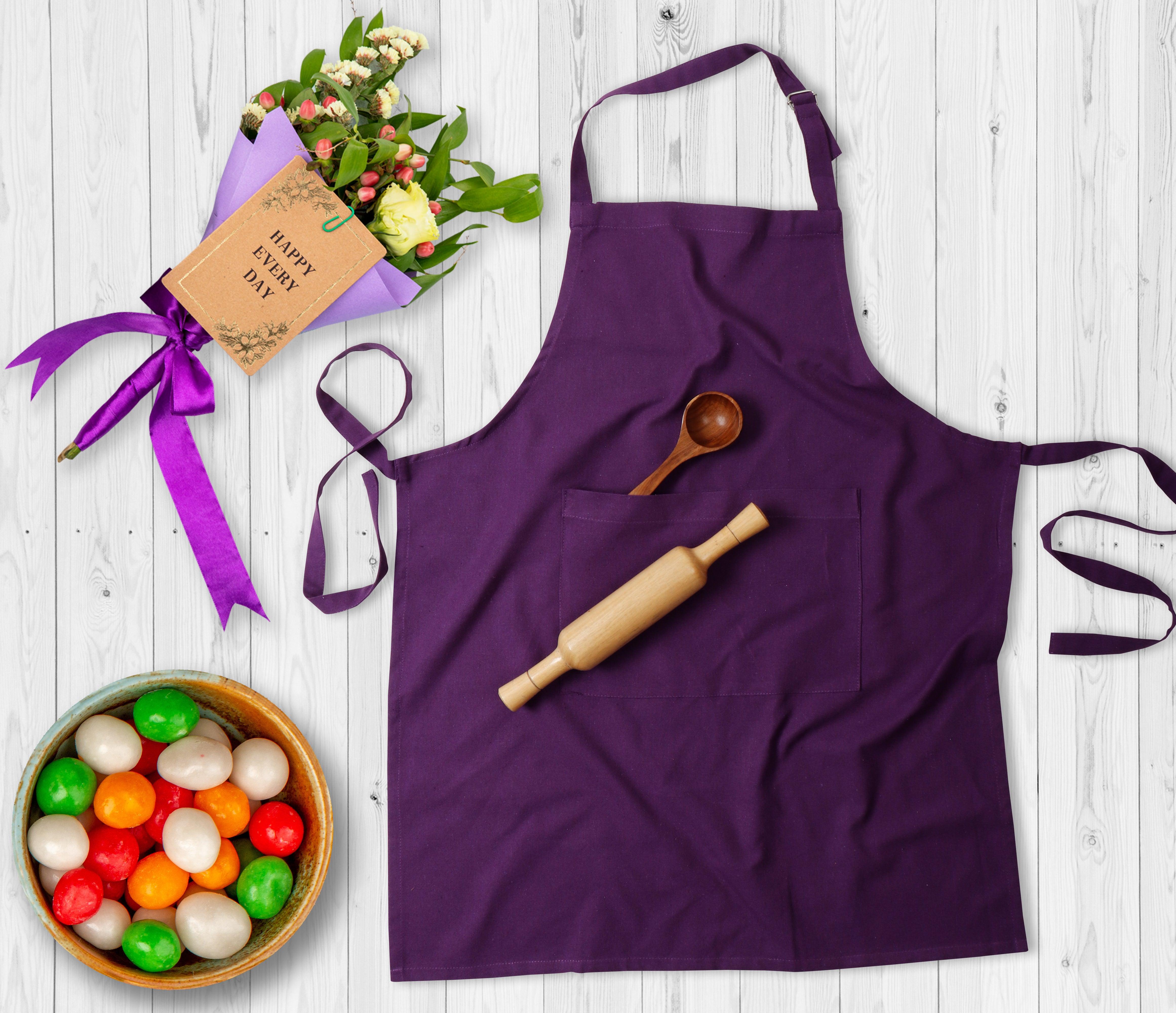 Cotton Solid Violet Free Size Apron