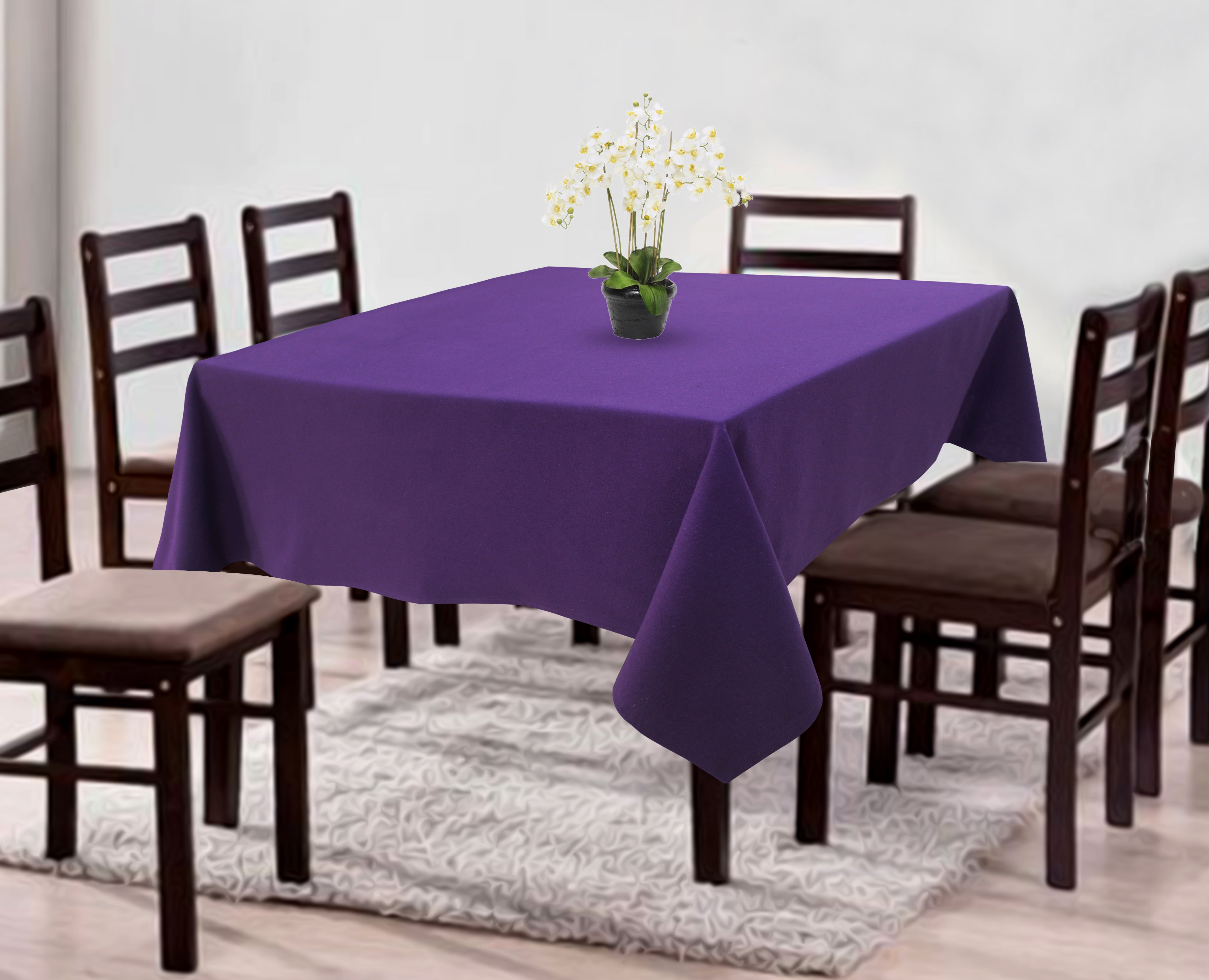 Cotton Plain Violet 8 Seater Table Cloths