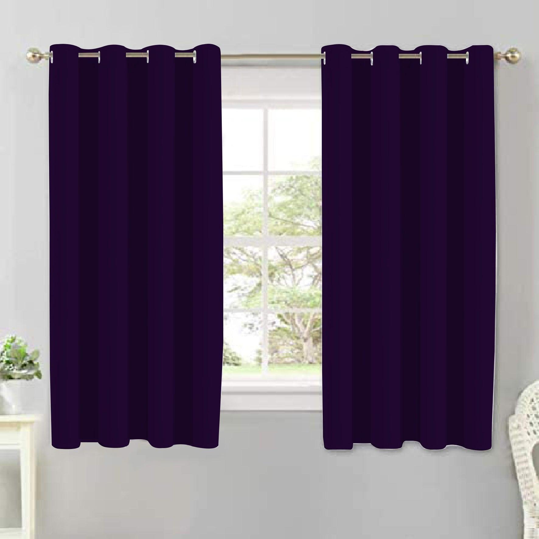 Cotton Solid Violet 5ft Window Curtains Pack Of 2