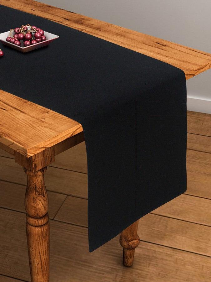 Cotton Solid Black Table Runner