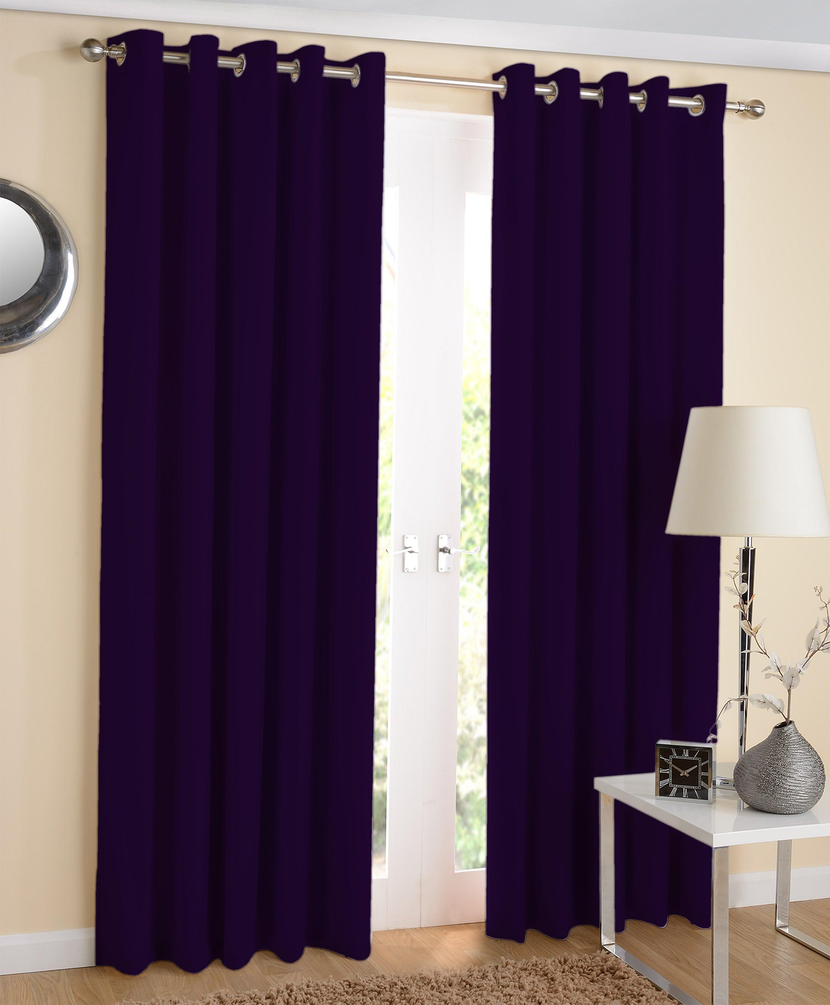 Cotton Solid Violet Long 9ft Door Curtains Pack Of 2