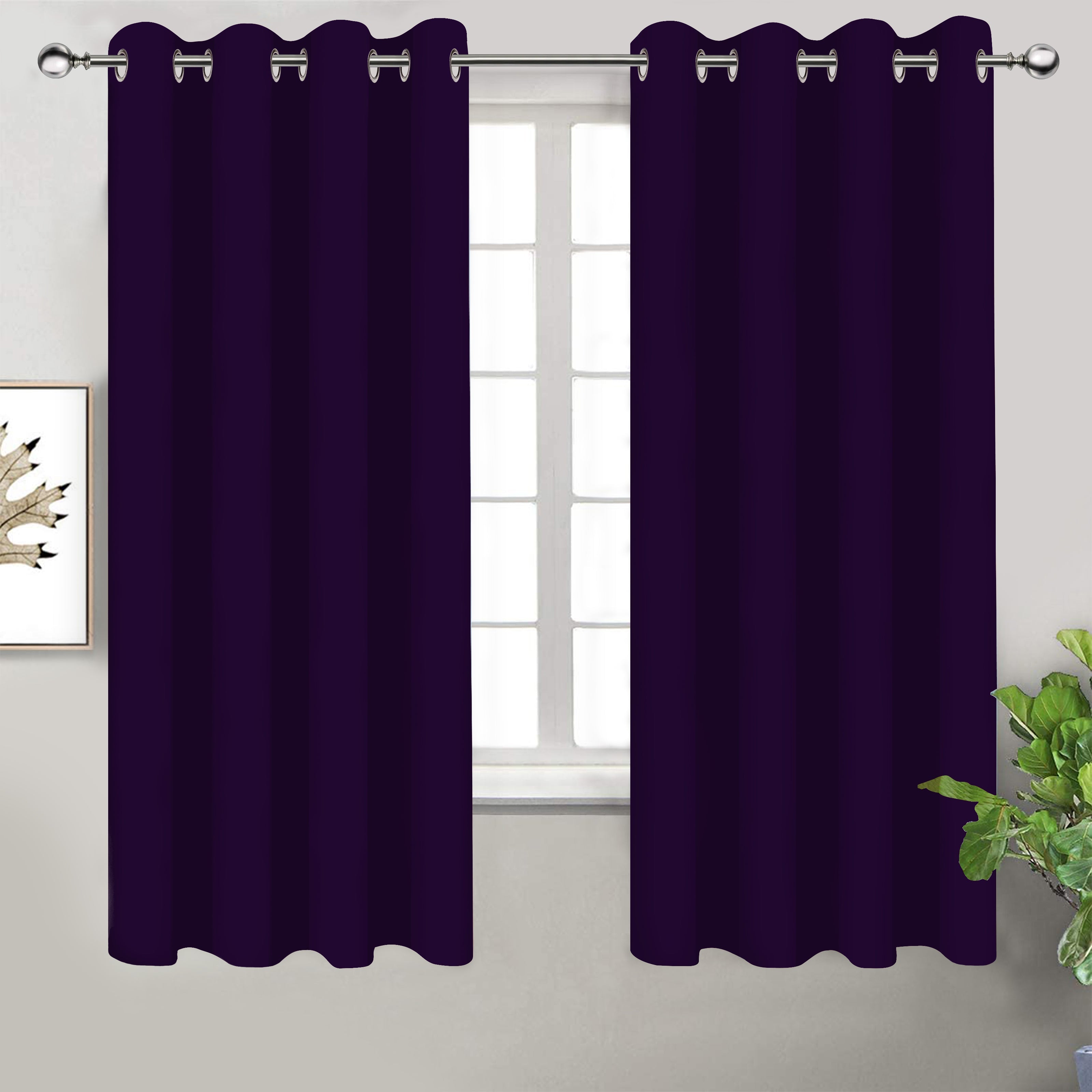 Cotton Solid Violet 7ft Door Curtains Pack Of 2
