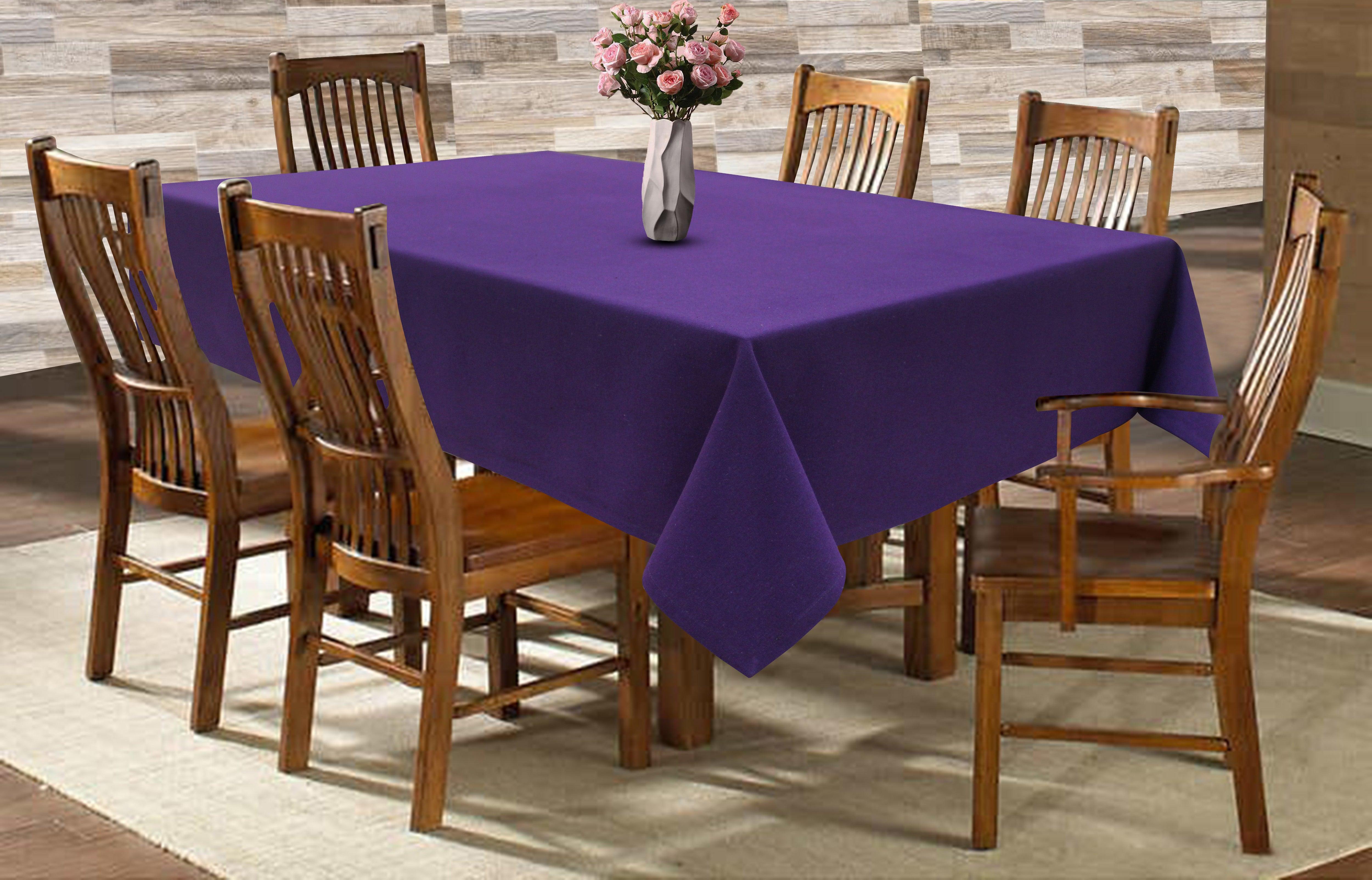 Cotton Solid Violet 6 Seater Table Cloths