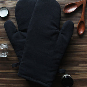 Cotton Solid Black Oven Gloves Pack Of 2 freeshipping - Airwill