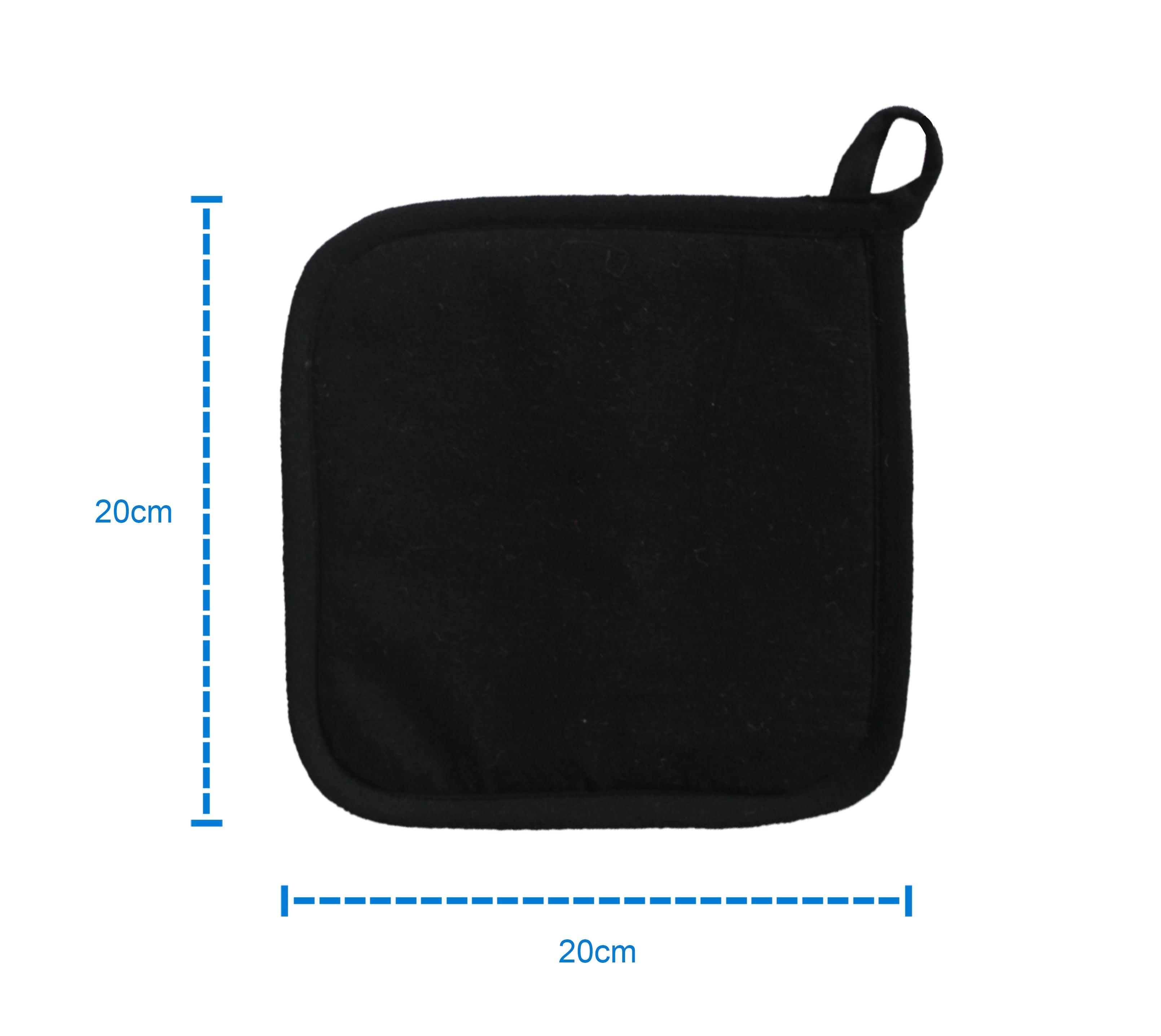 Cotton Solid Black Pot Holders Pack Of 3