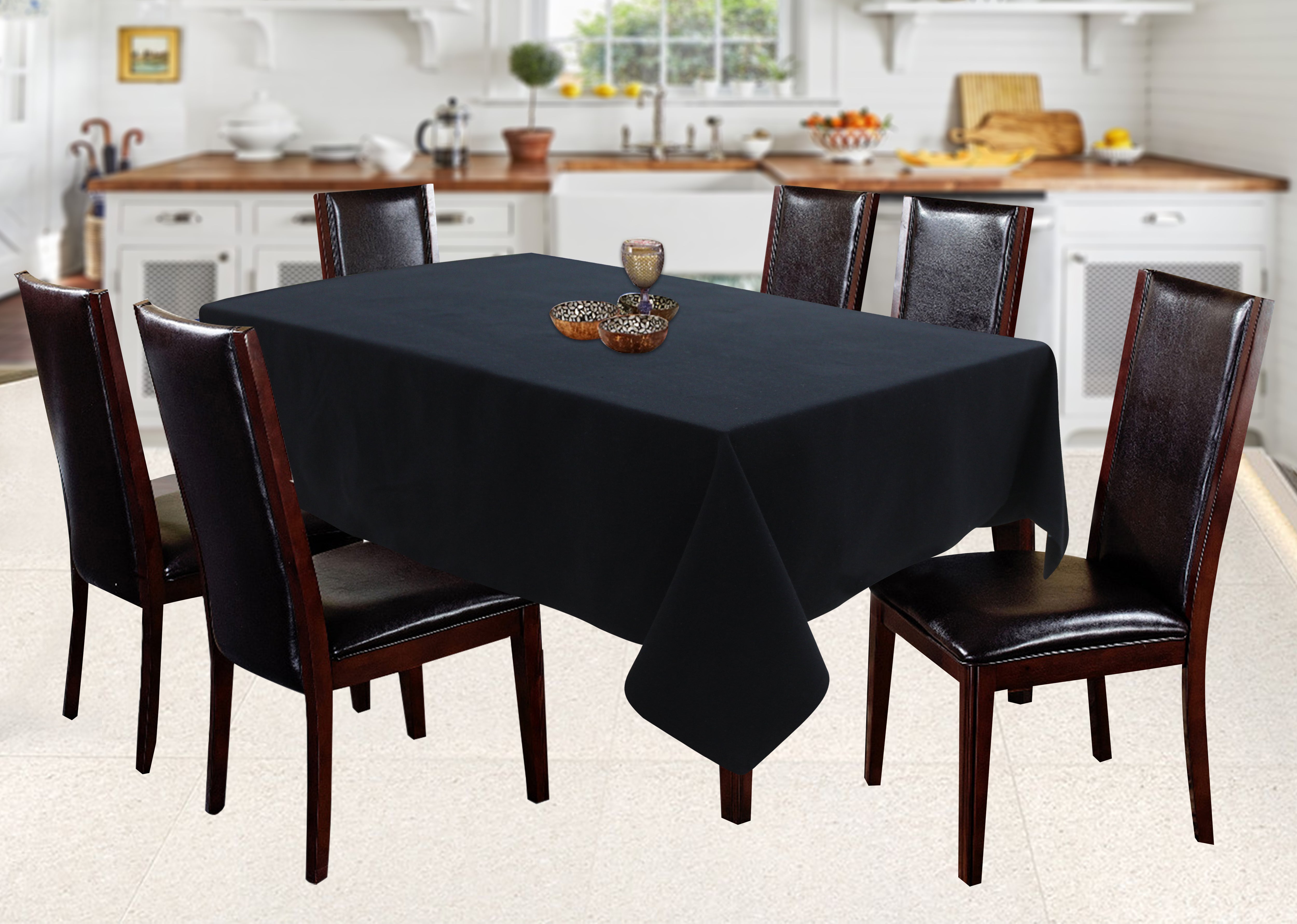 Cotton Solid Black 4 Seater Table Cloths