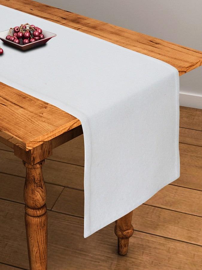 Cotton Solid White Table Runner