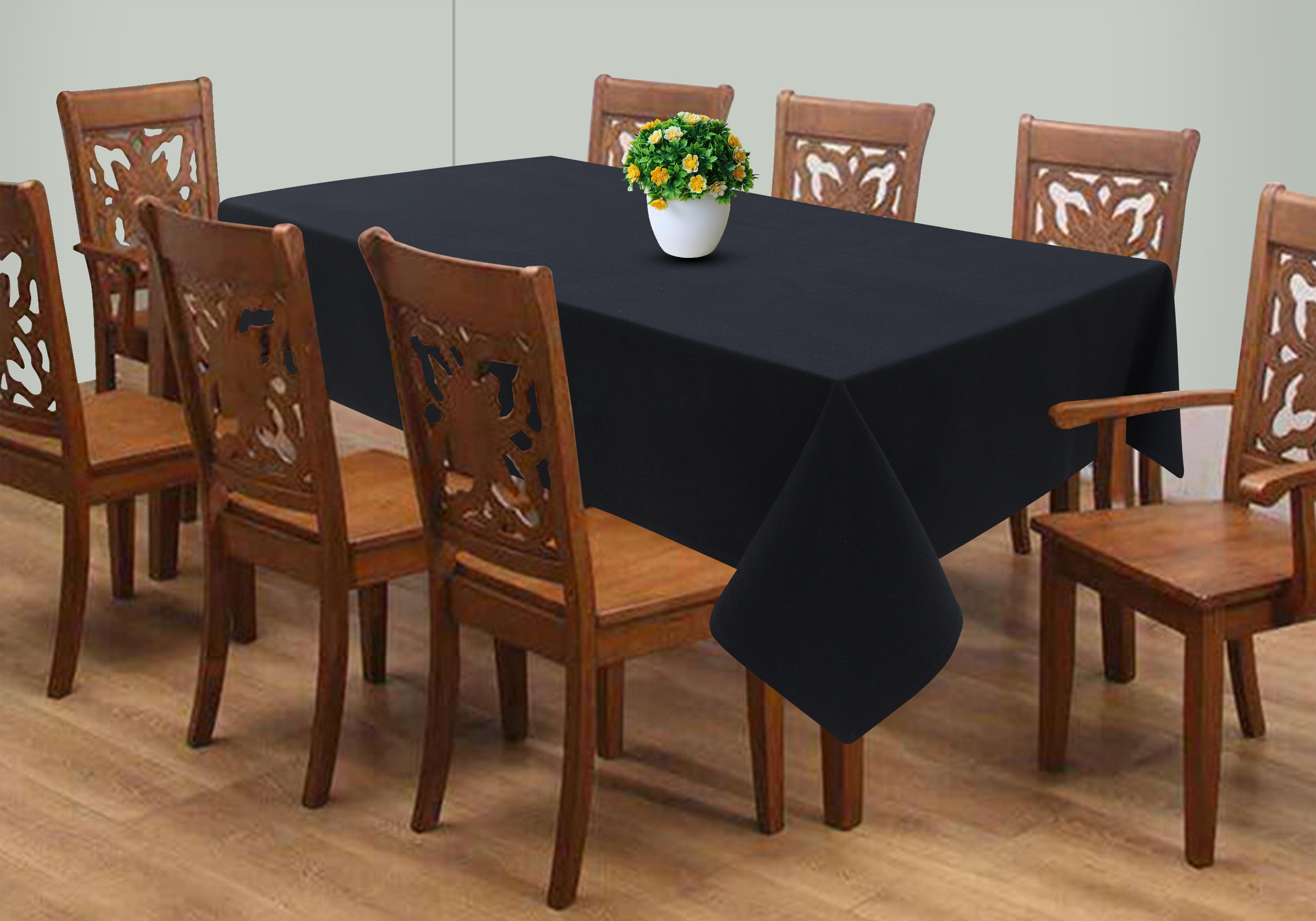 Cotton Solid Black 8 Seater Table Cloths