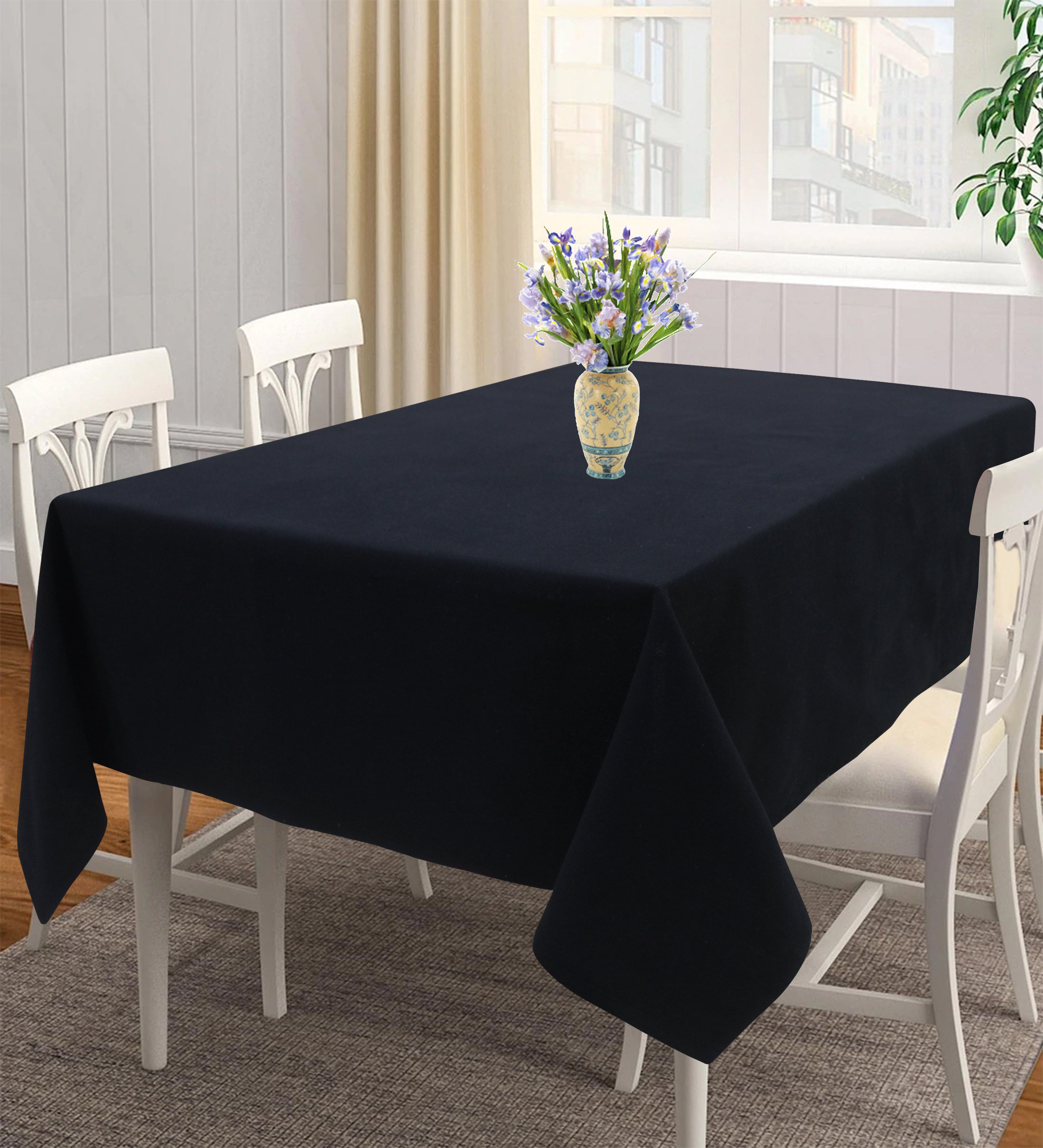 Cotton Solid Black 6 Seater Table Cloths