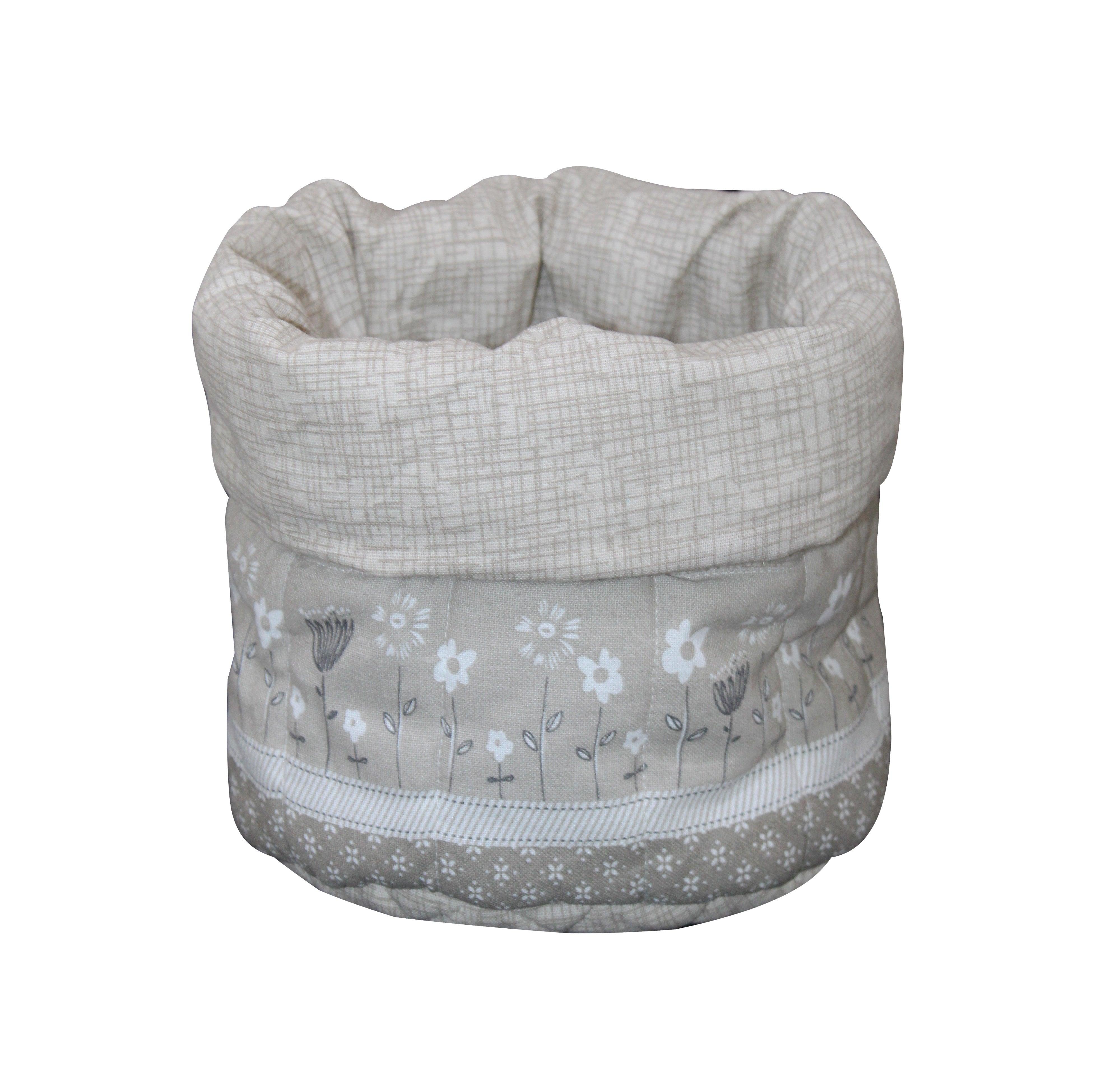 Cotton Printed Flower Beige Fruit Basket