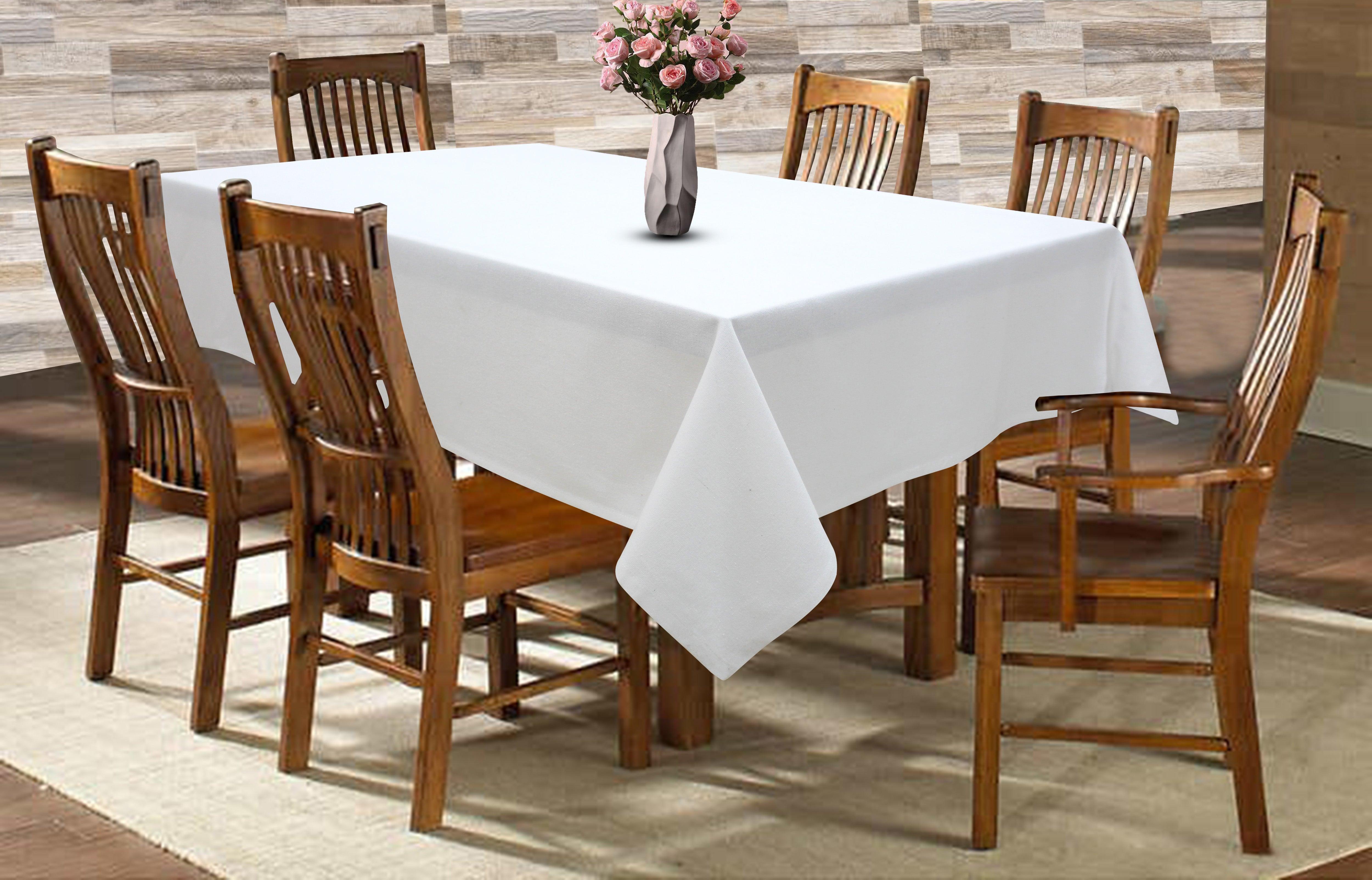 Cotton Solid White 6 Seater Table Cloths
