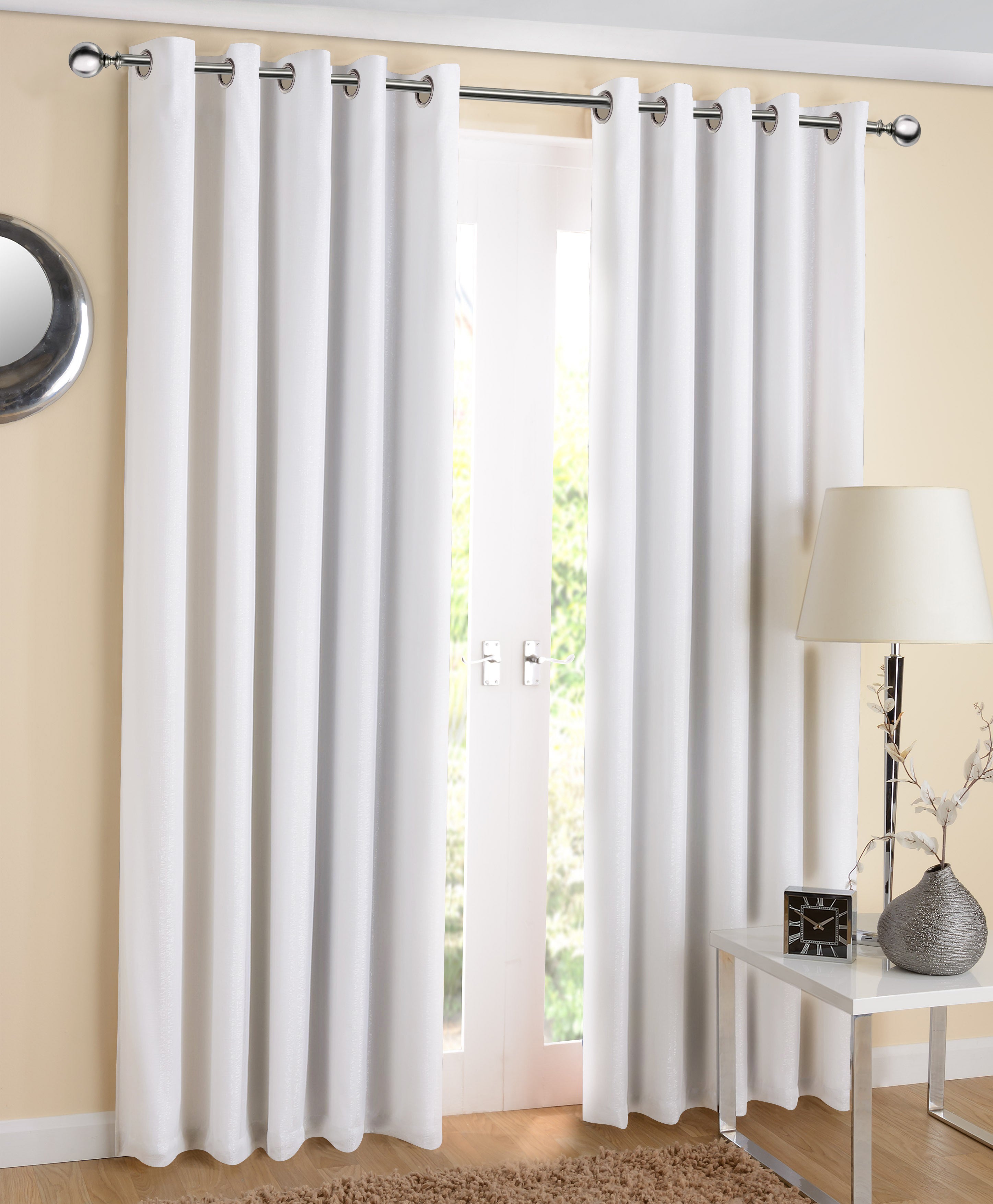 Cotton Solid White 5ft Window Curtains Pack Of 2