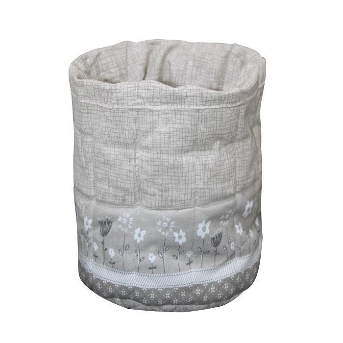 Cotton Printed Flower Beige Fruit Basket