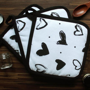Cotton White Heart Pot Holders Pack Of 3 freeshipping - Airwill