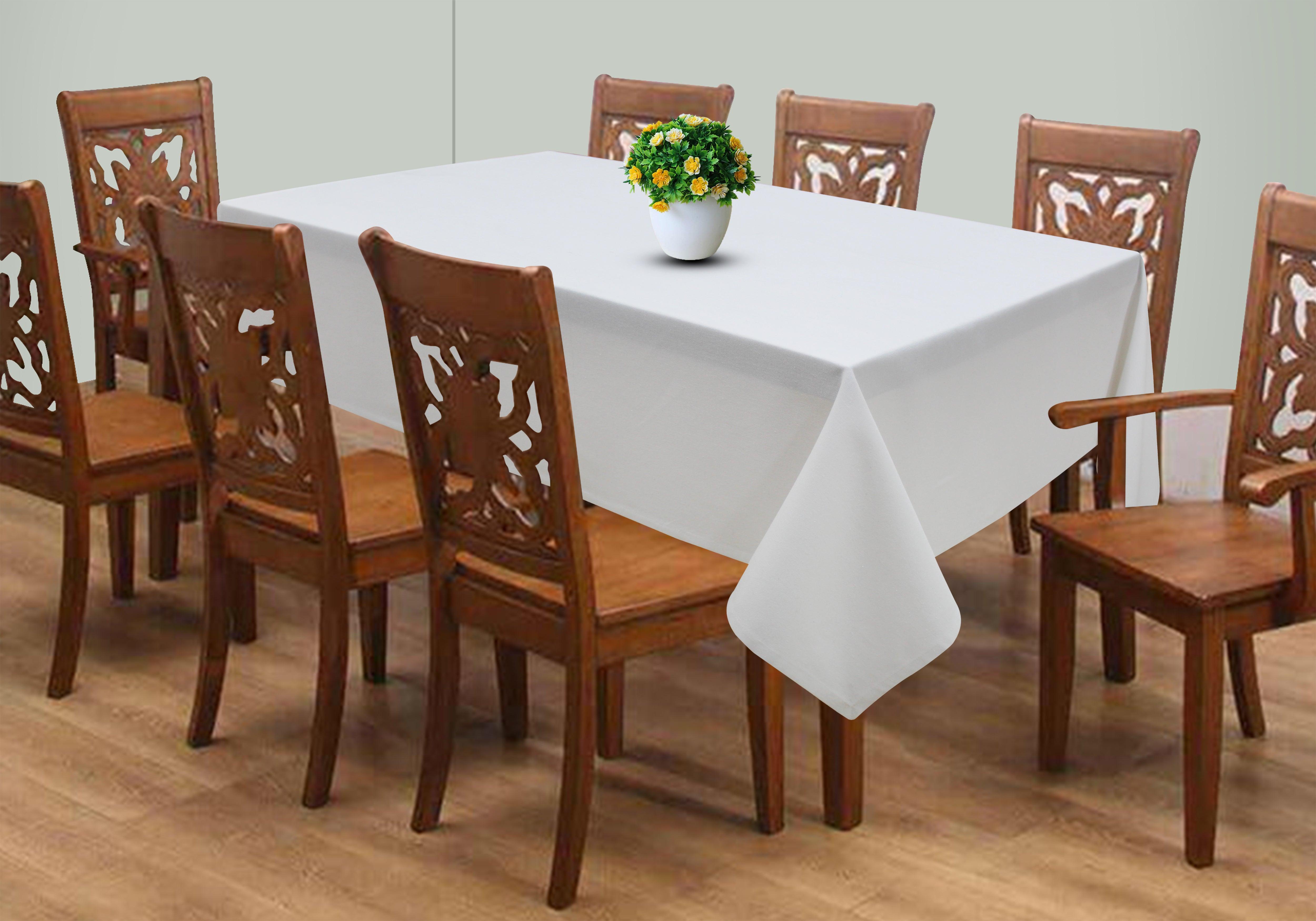 Cotton Solid White 8 Seater Table Cloths